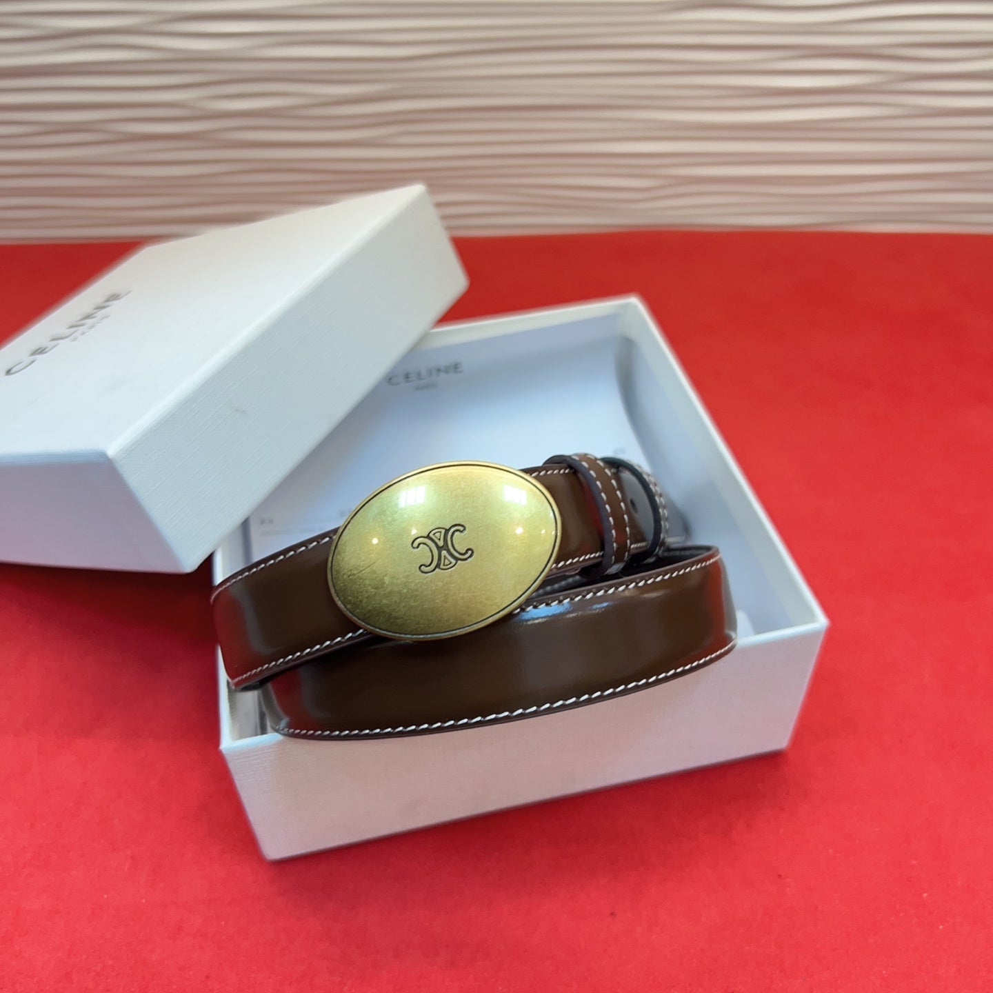 Celine 2026 Teen Triophe Belt 2.5cm Leather