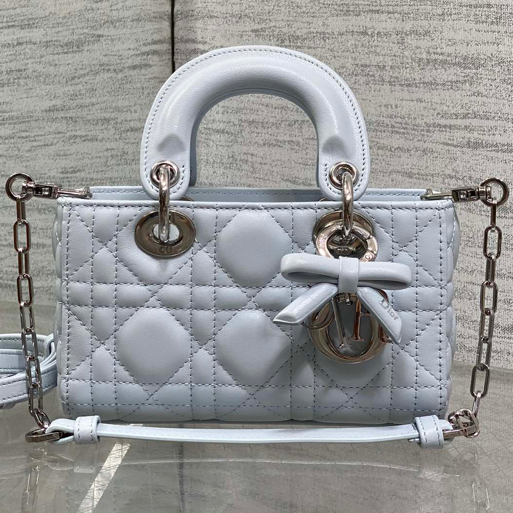 Dior 2026 Bow Lady D-Joy Glacier Blue Cannage Lambskin 286621