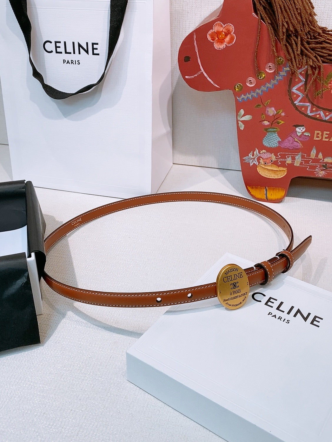 Celine Maison Belt 13mm Taurillon Leather