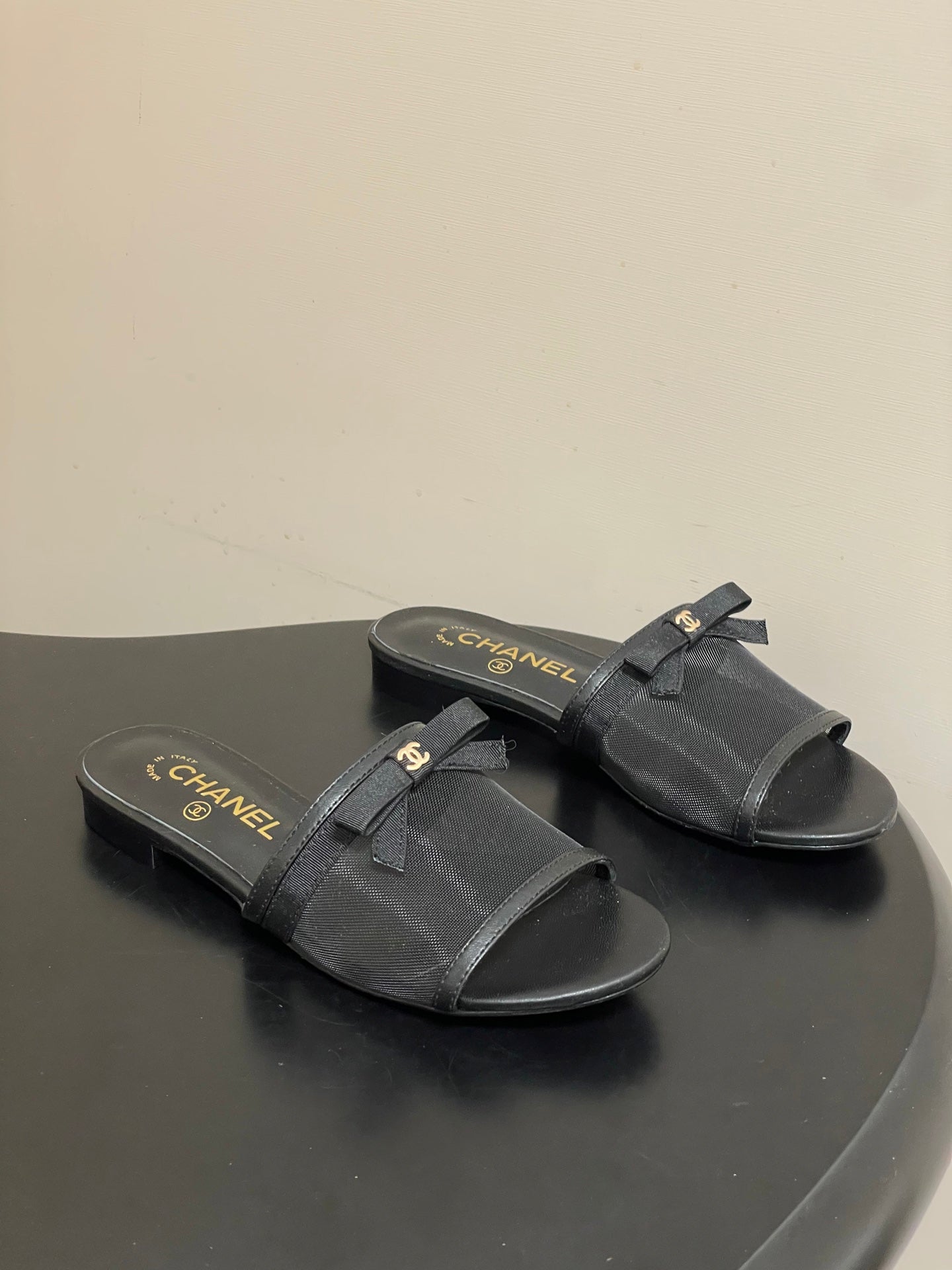 CC 2026 Sandal Bow Mesh Calfskin