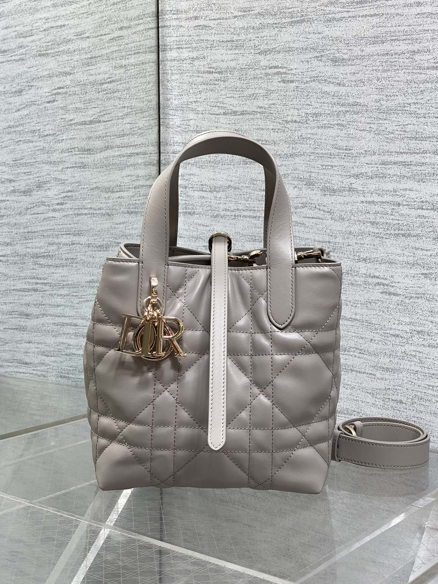 Dior 2026 Toujours Vertical Tote Bag Elegant Grey Calfskin 286656