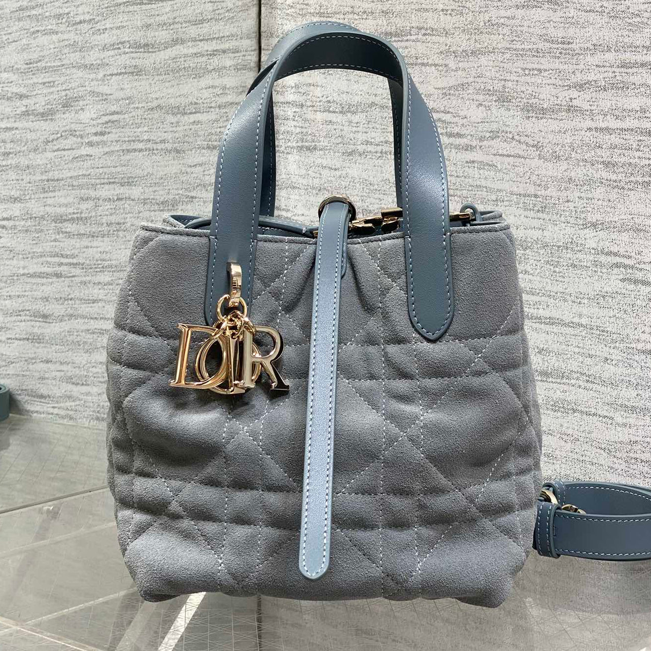 Dior 2026 Toujours Bag Blue Grey Suede Leather 286497