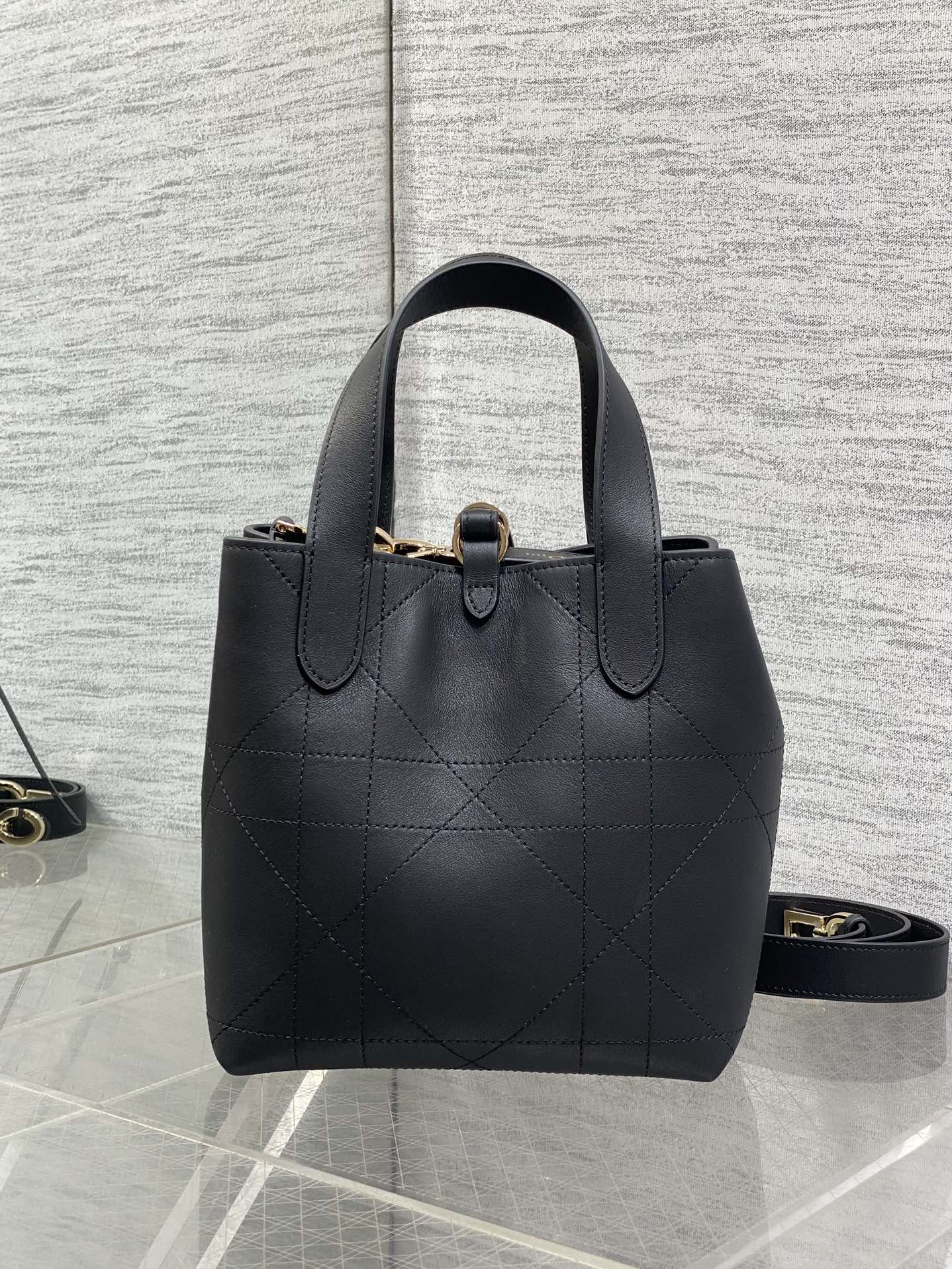 Dior 2026 Toujours Bag 18cm Black White Calfskin 286513