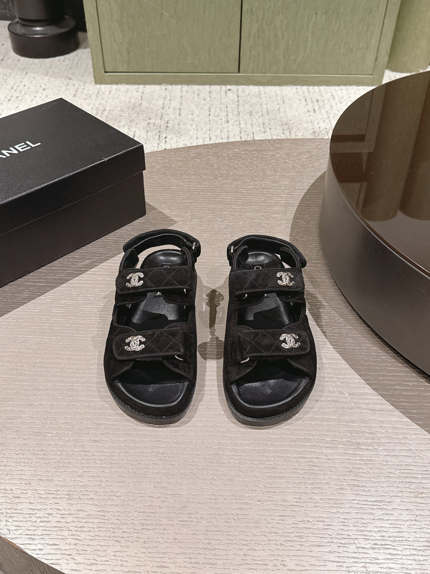 Chanel 2026 Velcro Beach Sandals  Suede Leather 762931