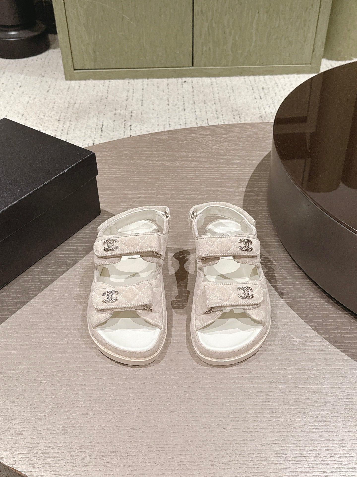 Chanel 2026 Velcro Beach Sandals  Suede Leather 762931