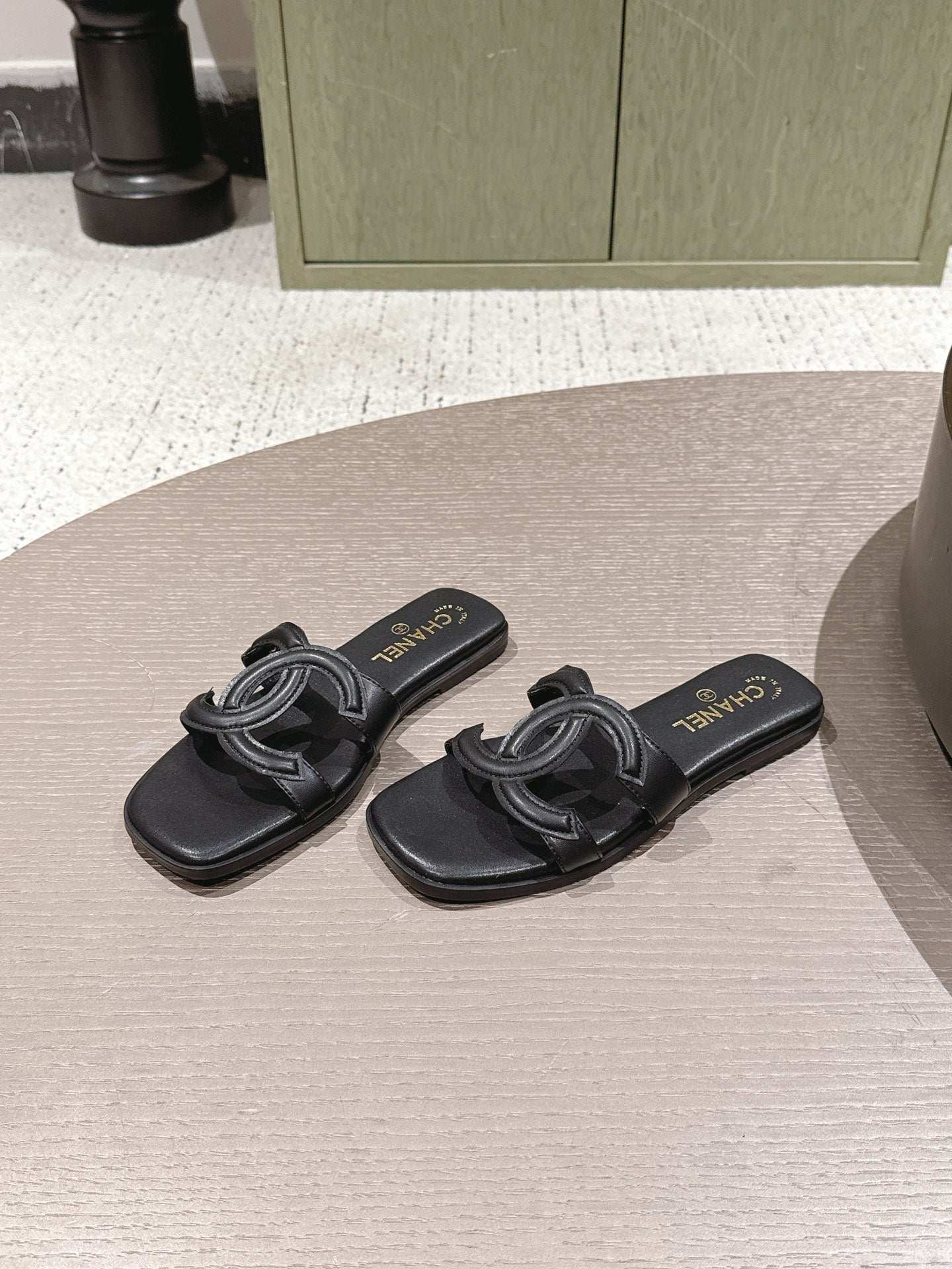 Chanel 2026 Openwork Double C Flat Sandals Cowhide 762944