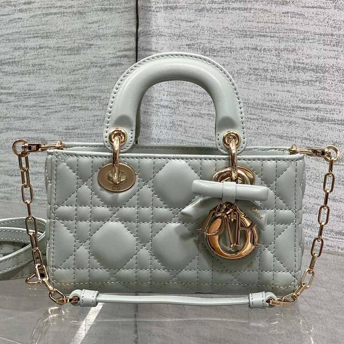 Dior 2026 Bow Lady D-Joy Lily Green Cannage Lambskin 286525