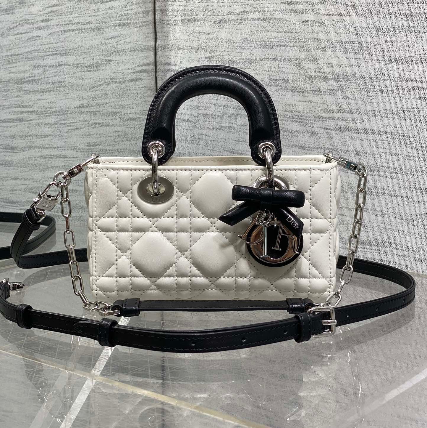 Dior 2026 Bow Lady D-Joy Black mix White Cannage Lambskin 286573