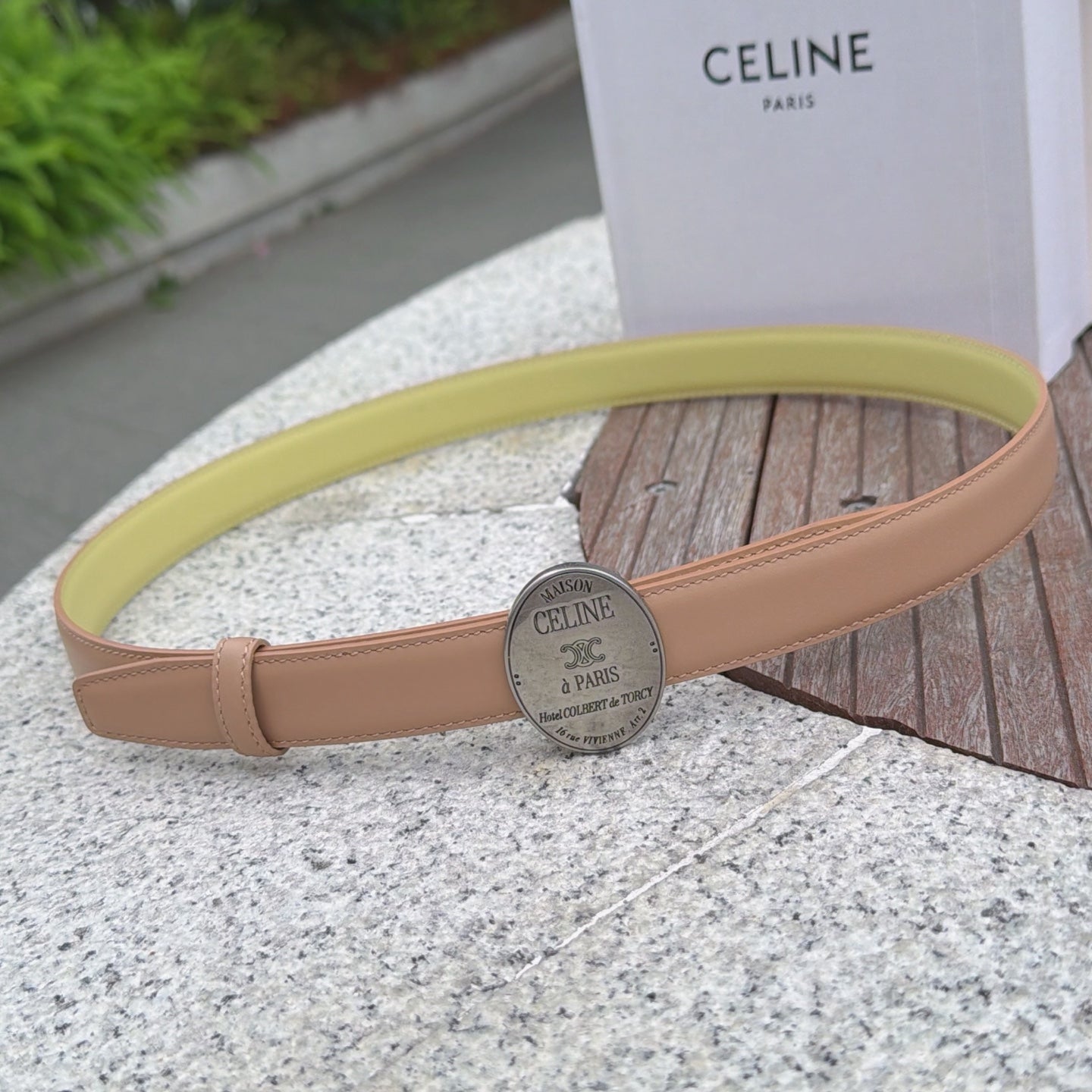 Celine 2026 Double-sided Belt 2.5cm Cowhide Gold Silver Buckle