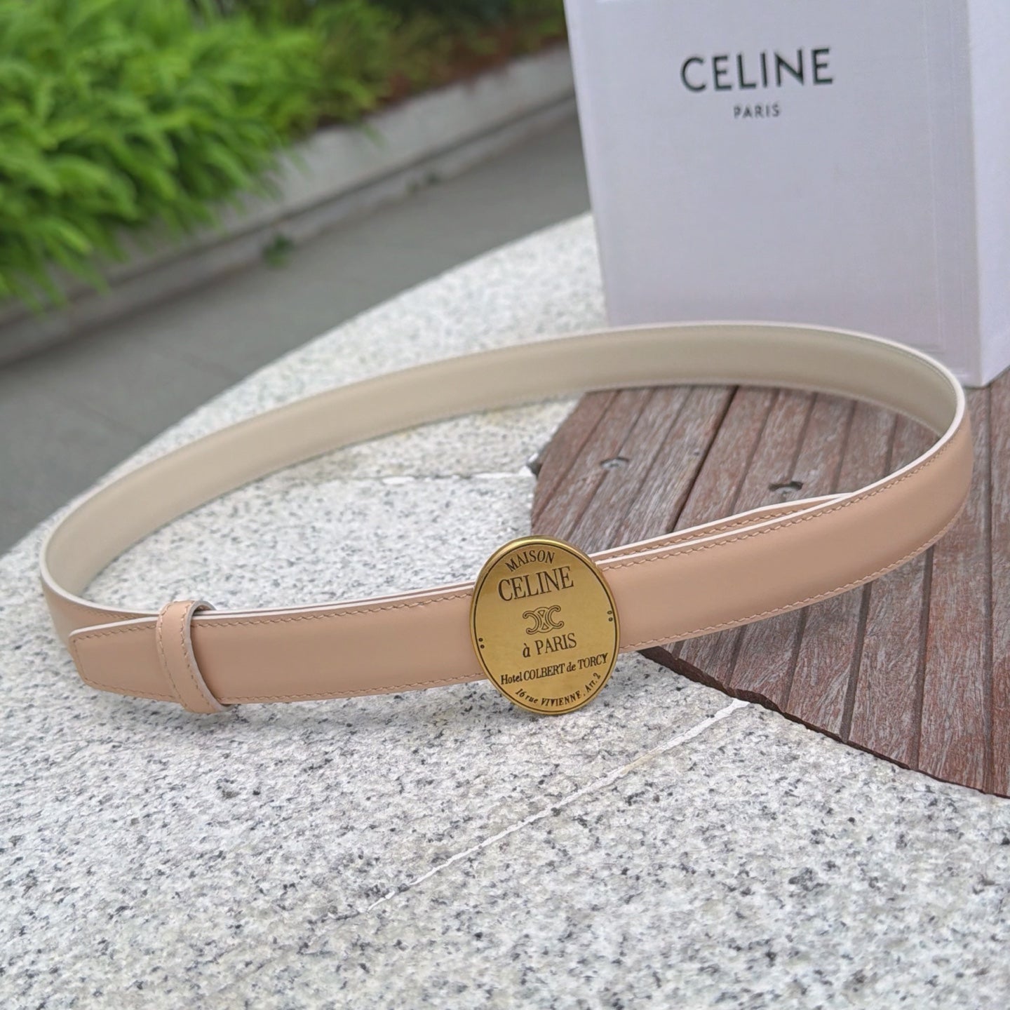 Celine 2026 Double-sided Belt 2.5cm Cowhide Gold Silver Buckle