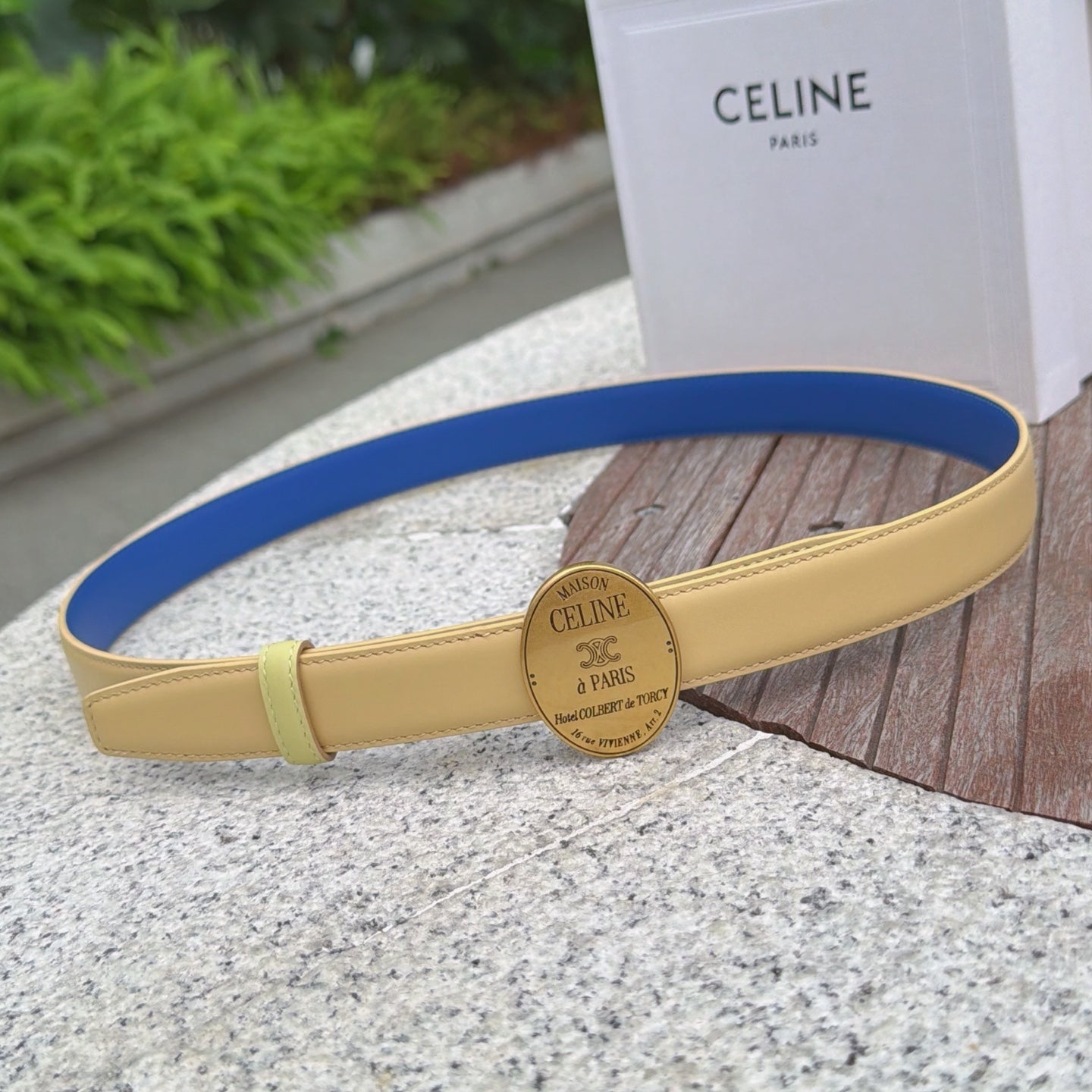 Celine 2026 Double-sided Belt 2.5cm Cowhide Gold Silver Buckle