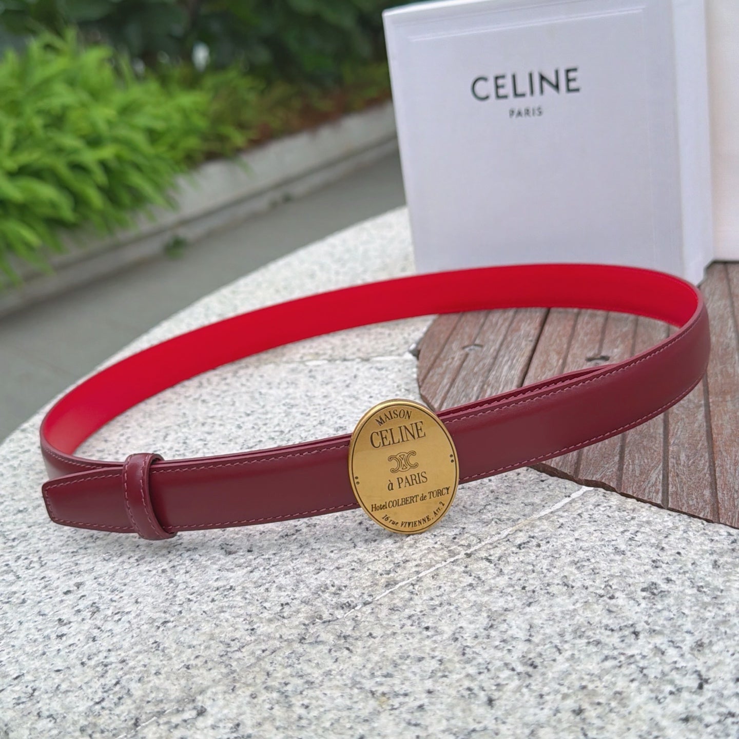 Celine 2026 Double-sided Belt 2.5cm Cowhide Gold Buckle