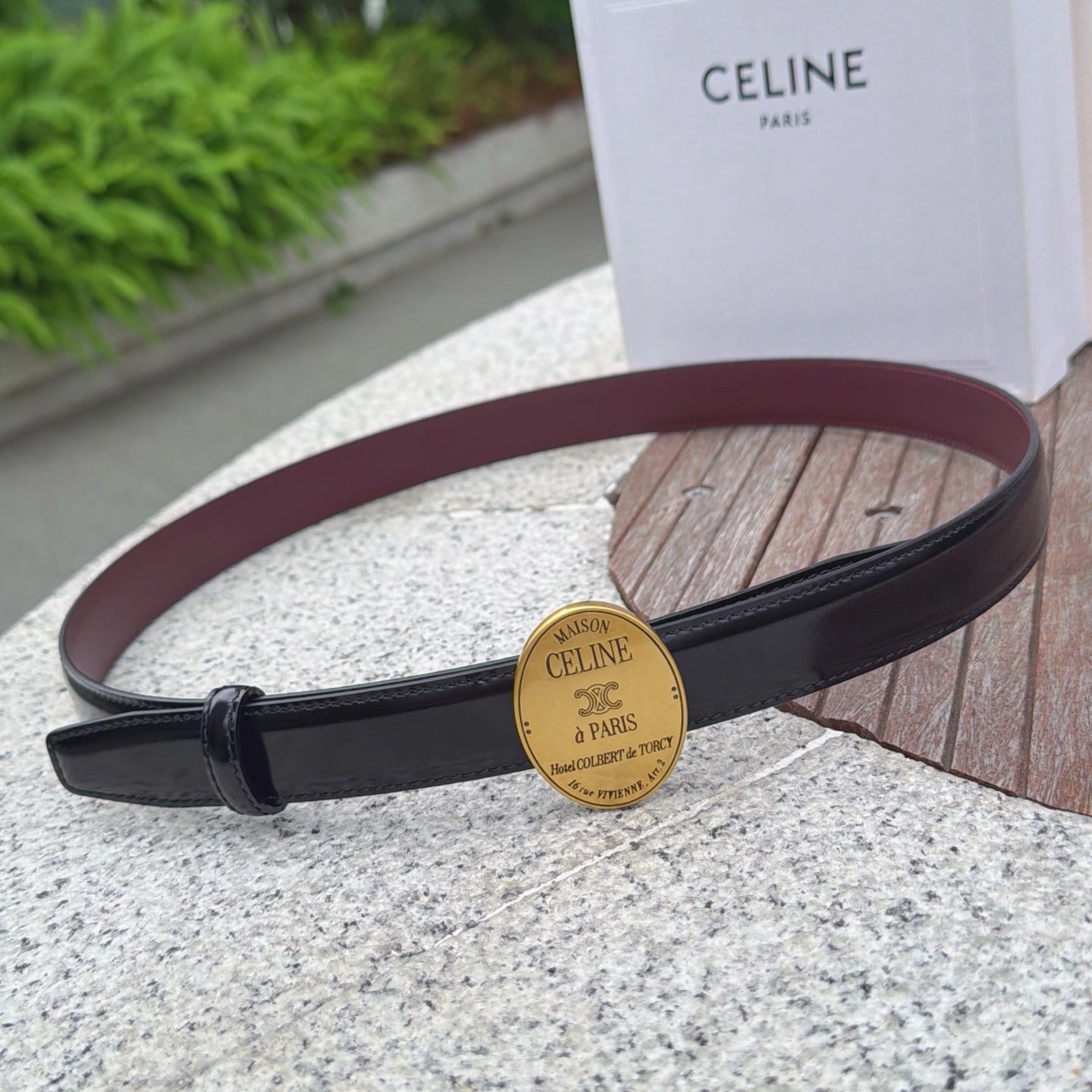 Celine 2026 Double-sided Belt 2.5cm Cowhide Gold Buckle