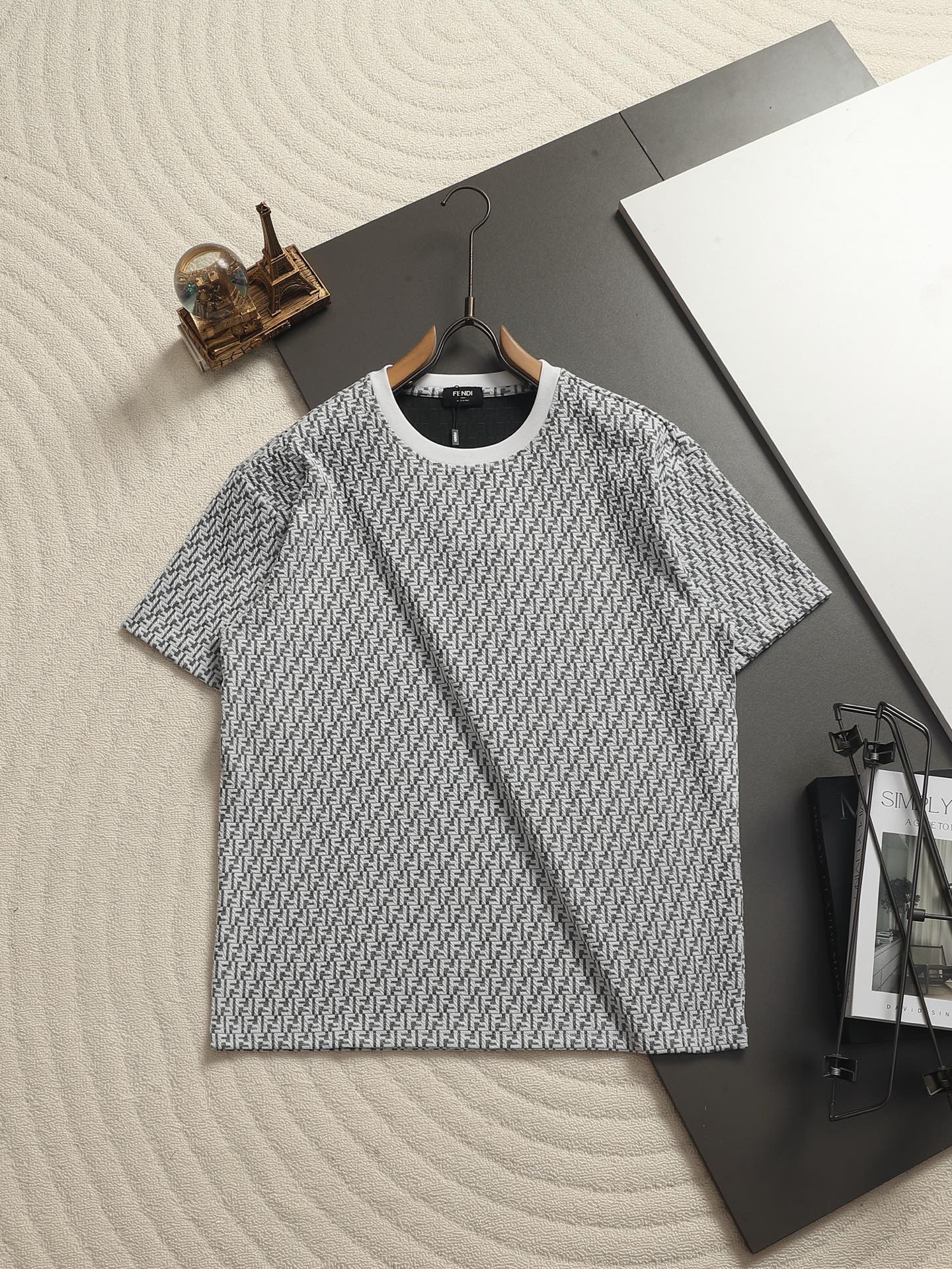Fendi 2026 Men's Monogram T-shirt Jacquard Fabric