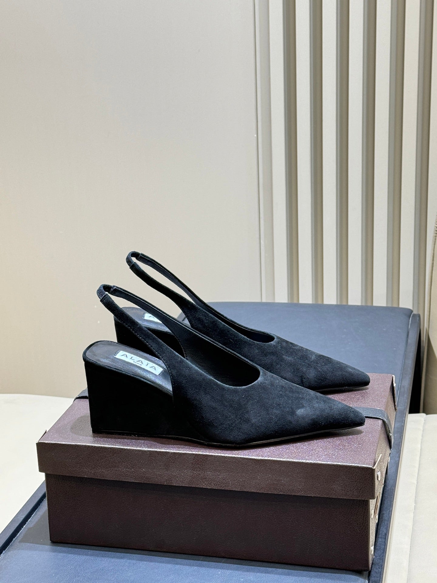 Alaia 2026 Wedge Slingback Mules Velvet Leather 789577