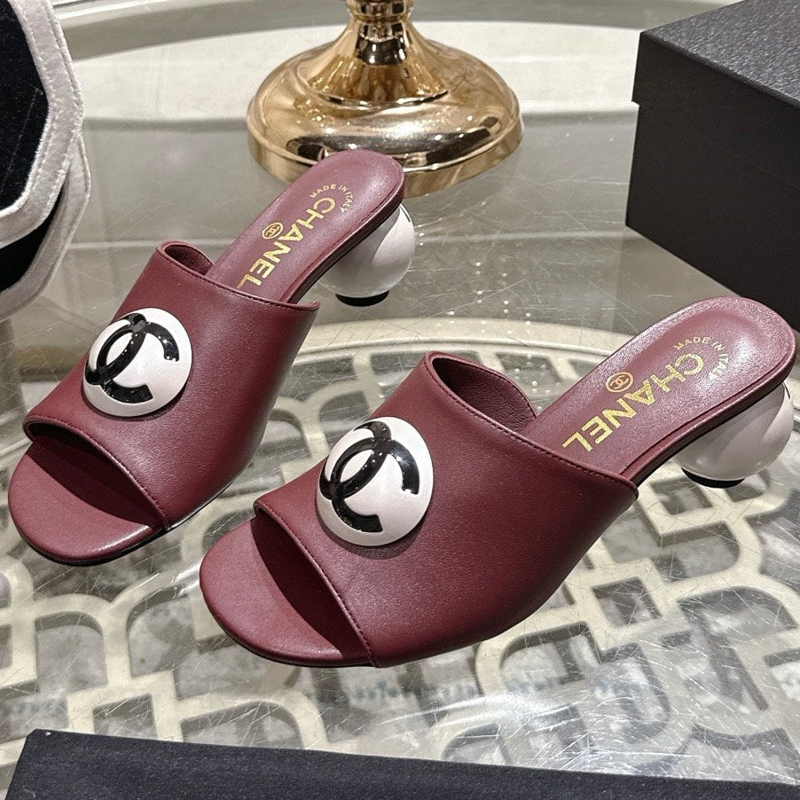 Chanel 2026 Double C Pearl High-Heeled Sandals Leather Lambskin 834456