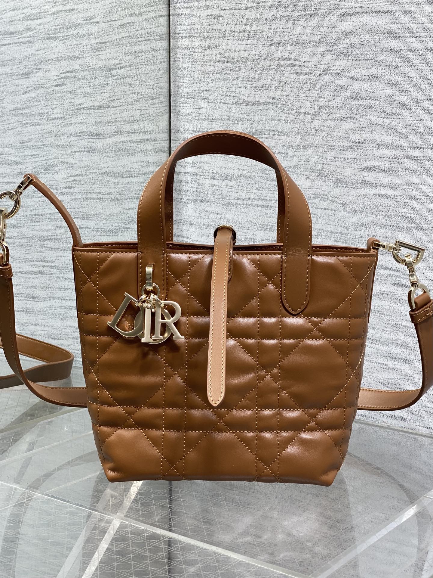 Dior 2026 Toujours Vertical Tote Bag 18cm Macrocannage Calfskin 286459