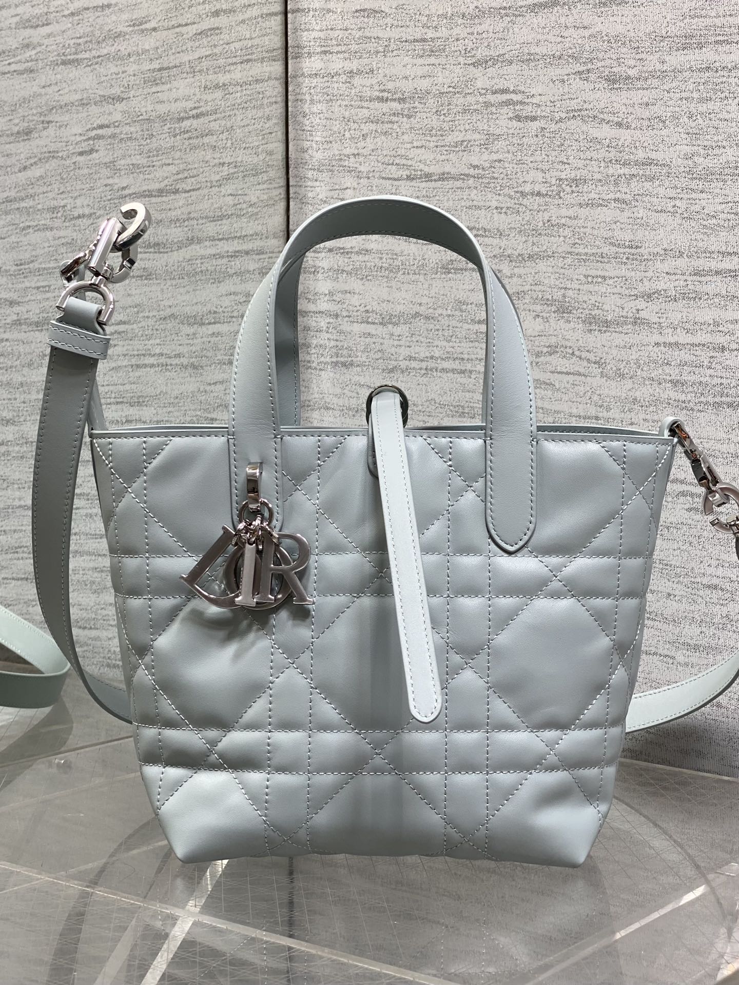 Dior 2026 Toujours Vertical Tote Bag 18cm Macrocannage Calfskin 286459