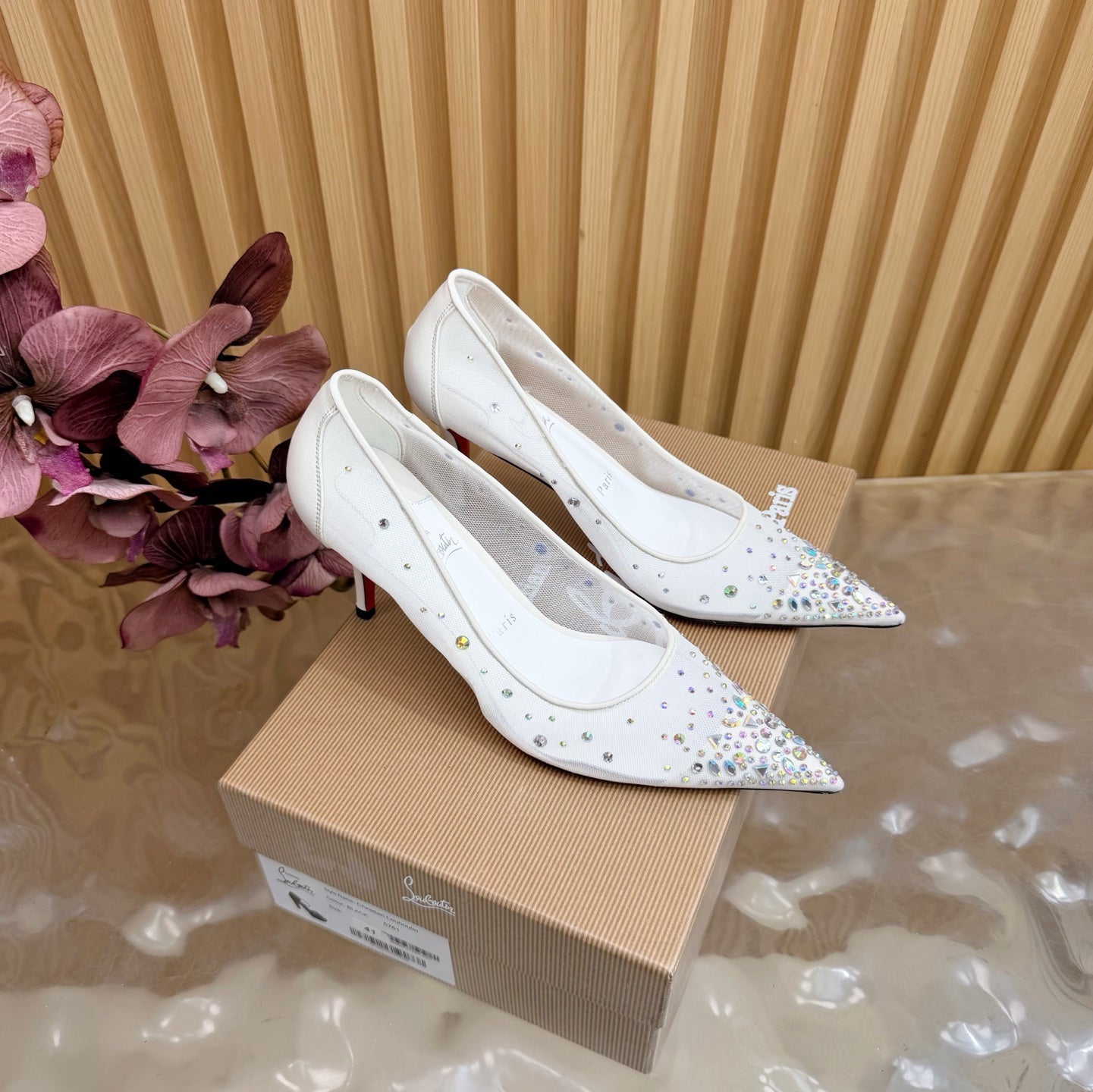 Christian Louboutin 2026 Miss Z Degrastrass 80mm Pumps Mesh Crystal Embellishments 776009