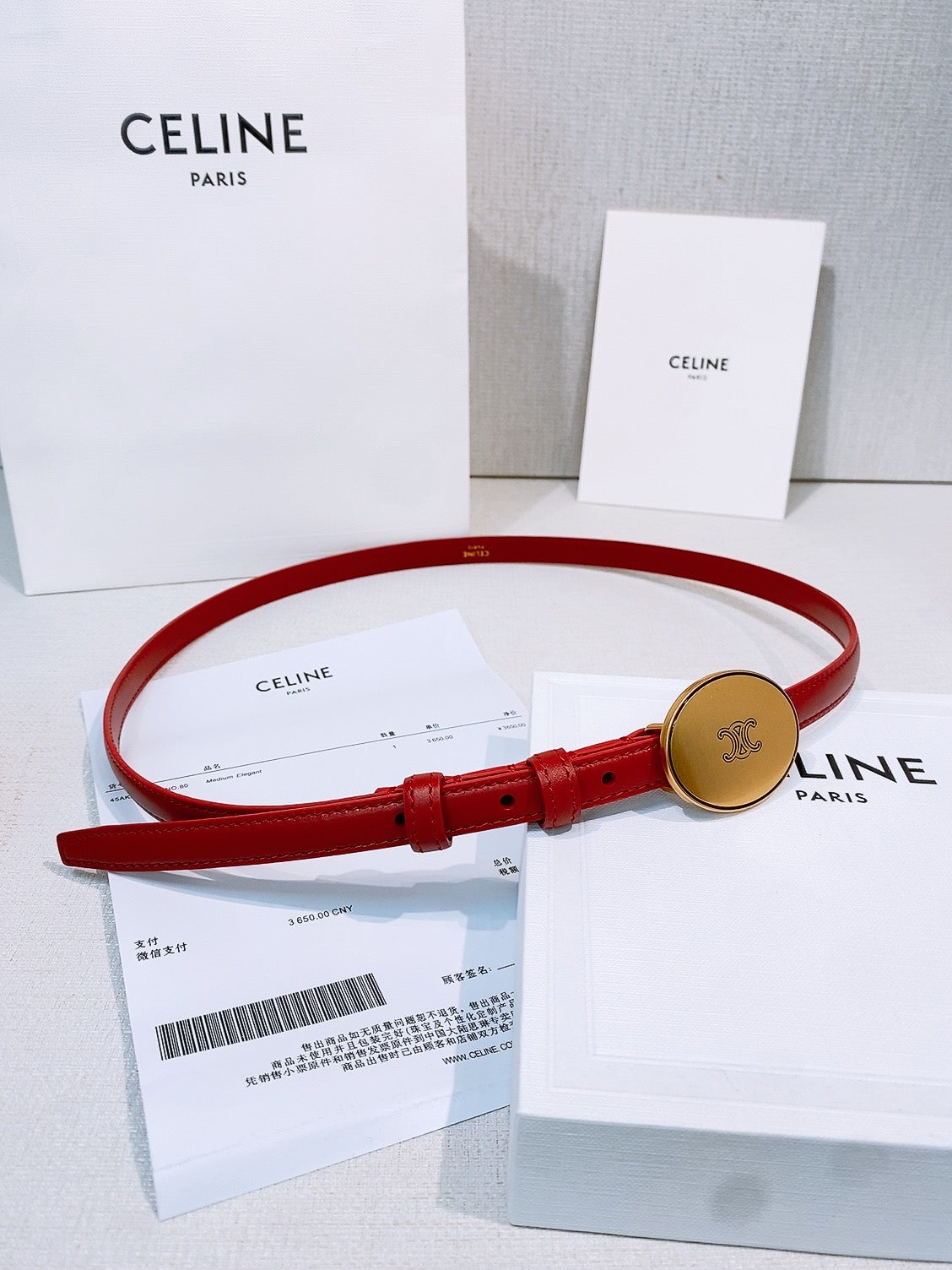 Celine 2026 Leather Belt 1.3cm With Gold-plated Triomphe Buckle