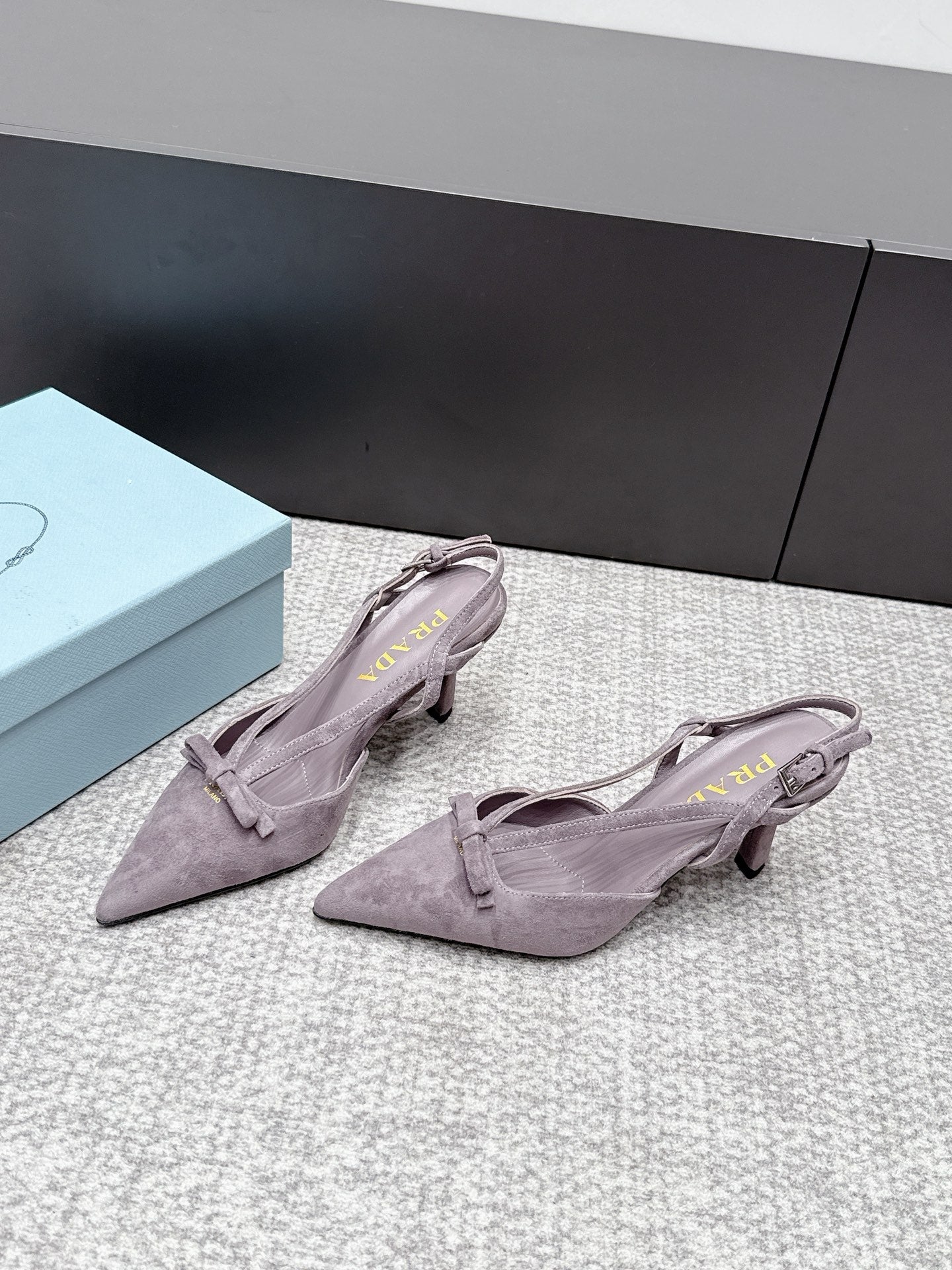 Prada 2026 Slingback 75mm Suede Lambskin 855699