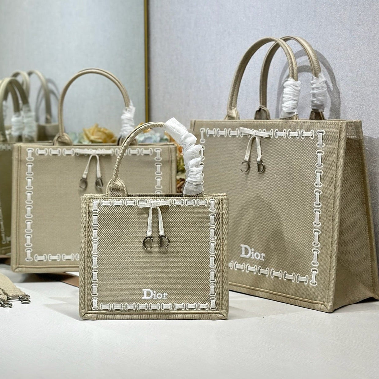 Dior 2026 Book Tote Bag Beige mix White Canvas 290893