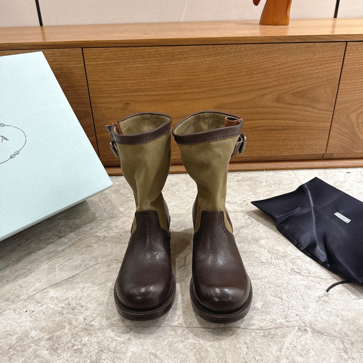 Prada 2026 Boot Canvas Leather 858061