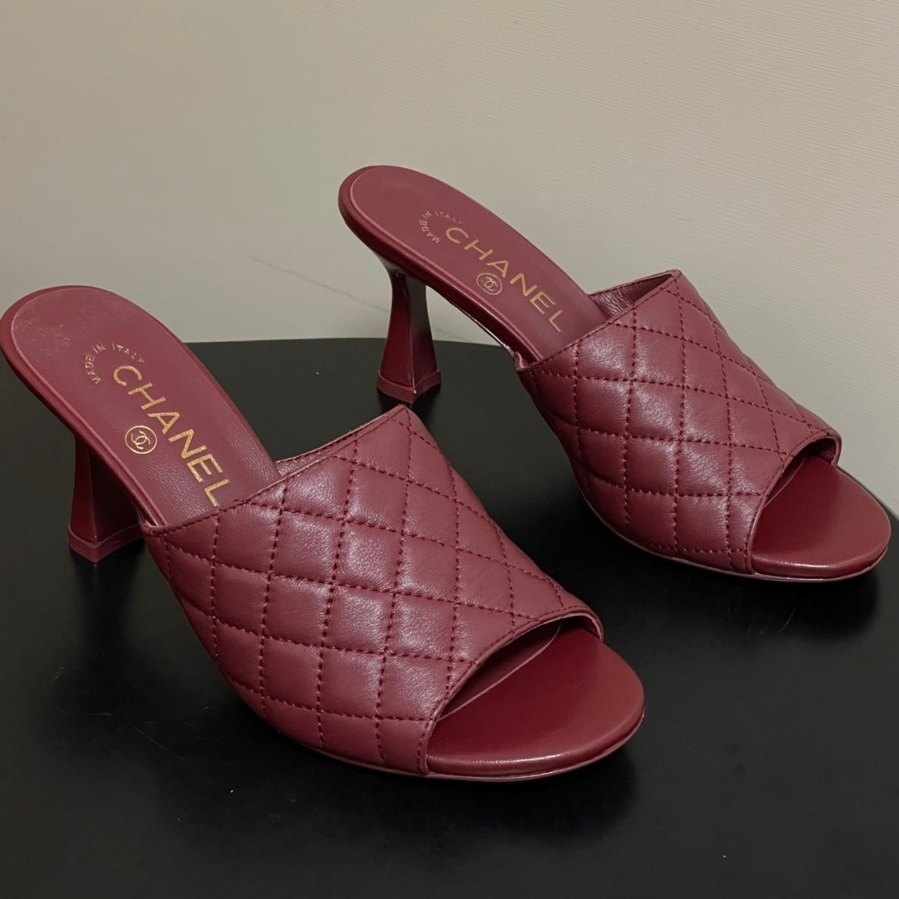 Chanel 2026  Peep-Toe High-Heeled Sandals Leather Sheepskin 834720