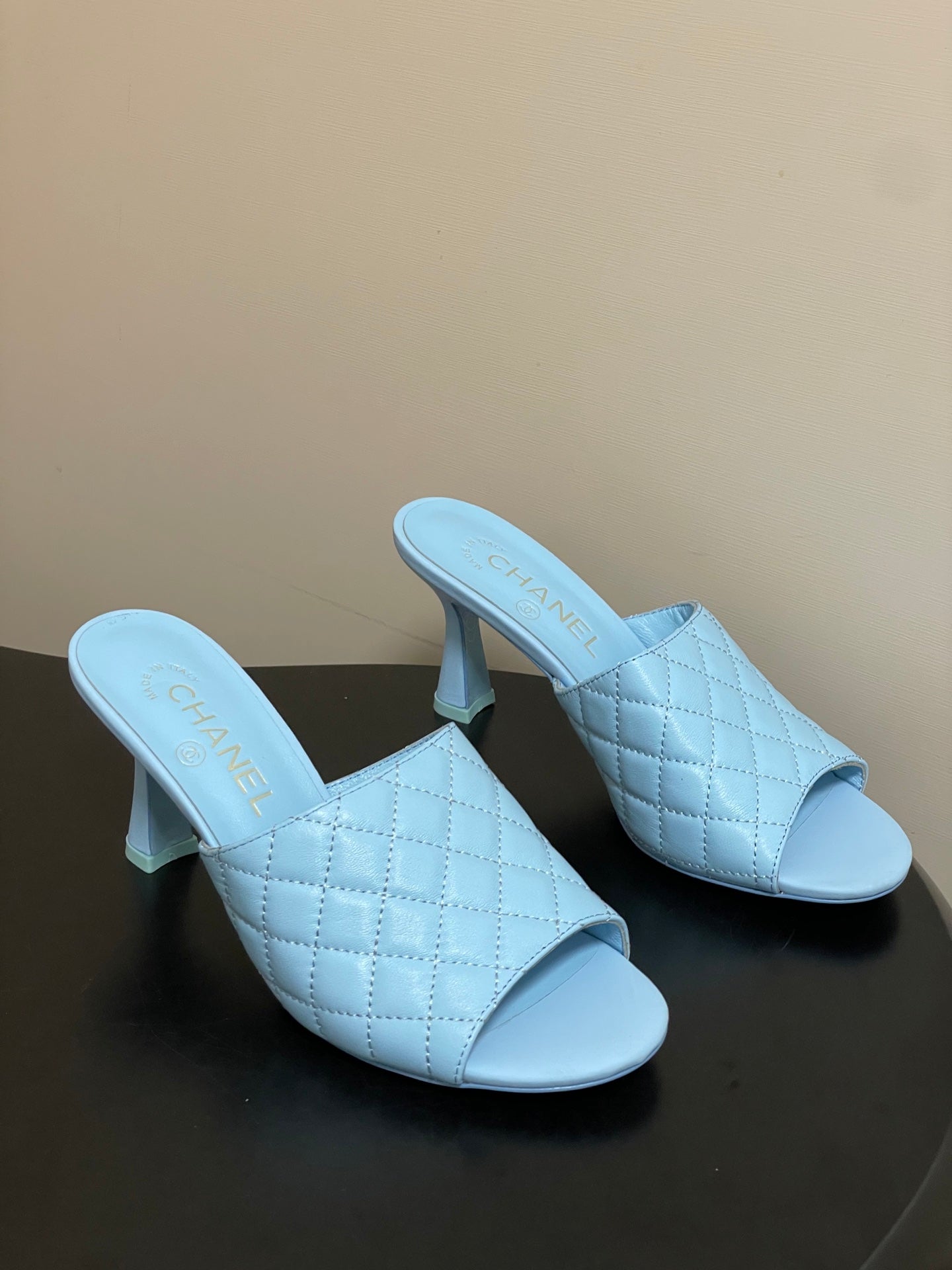Chanel 2026  Peep-Toe High-Heeled Sandals Leather Sheepskin 834720