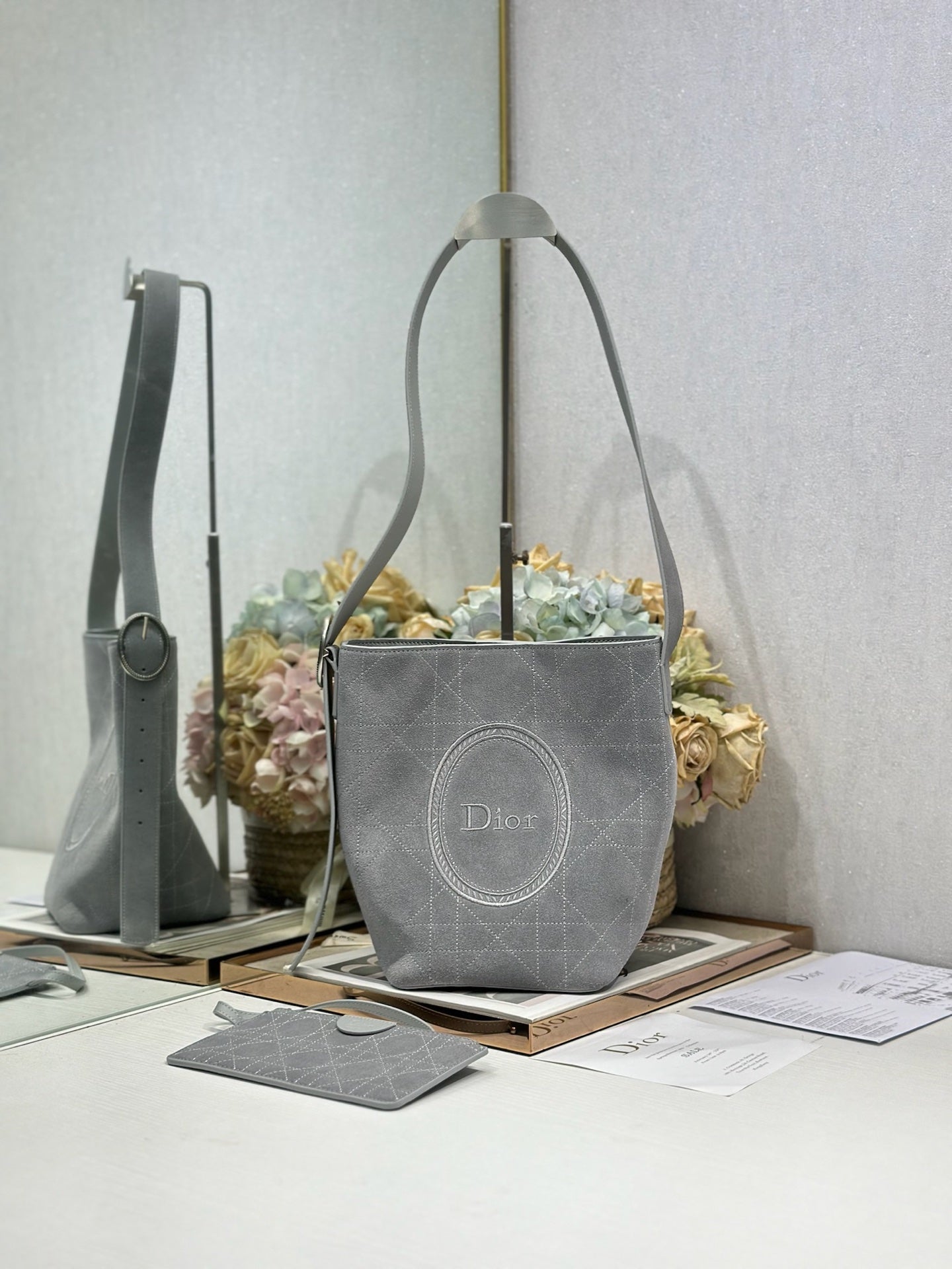 Dior 2026 Medaillon Bucket Bag Suede and Leather 159057