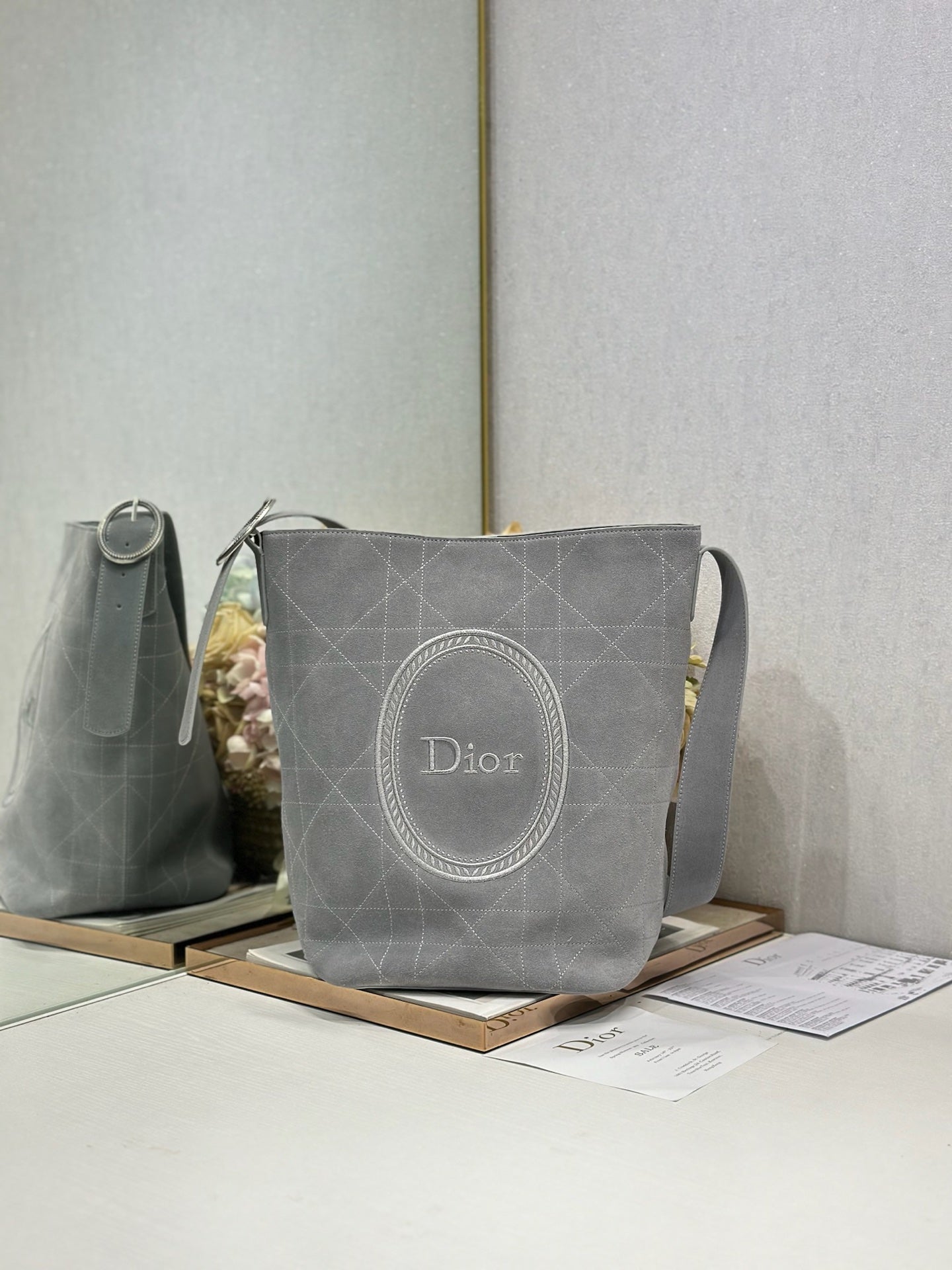 Dior 2026 Medaillon Bucket Bag Suede and Leather 159057