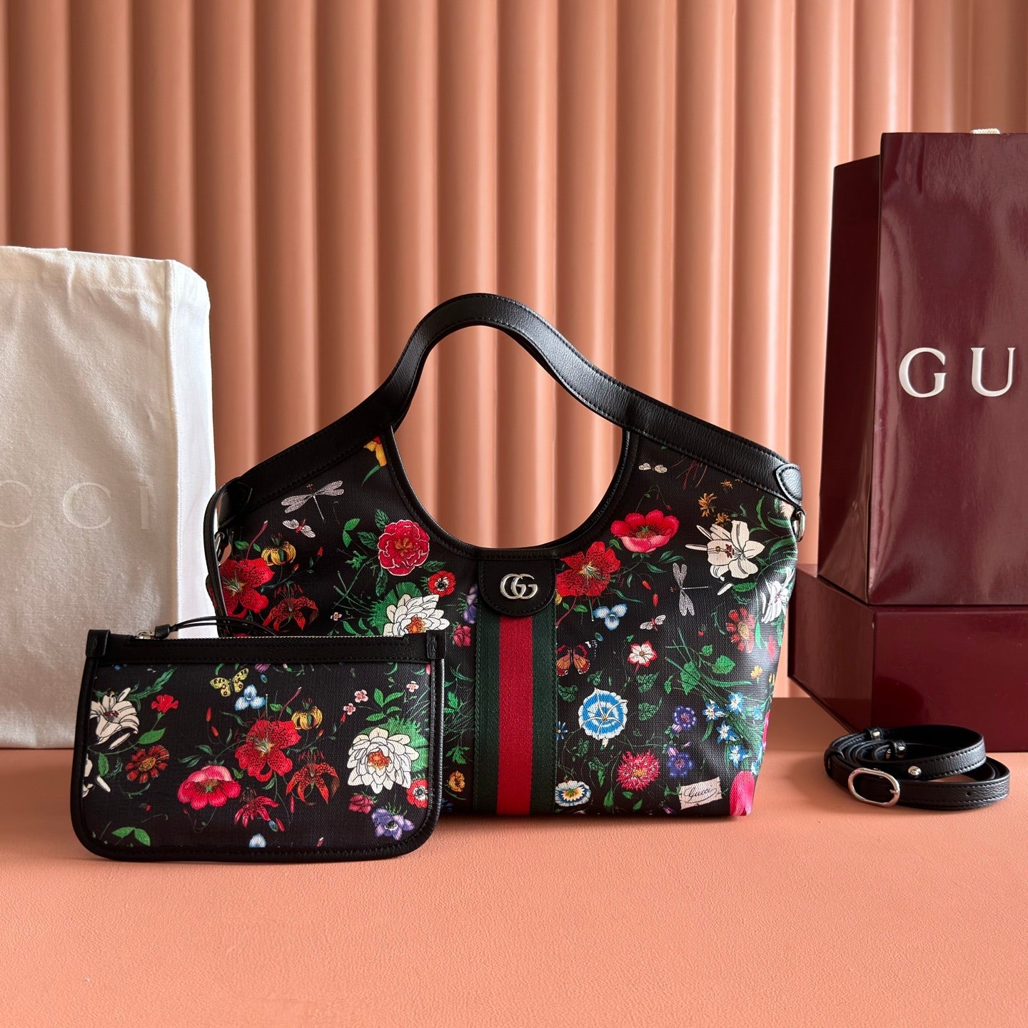 Gucci 2026 Giglio Flora Large Tote Bag Leather