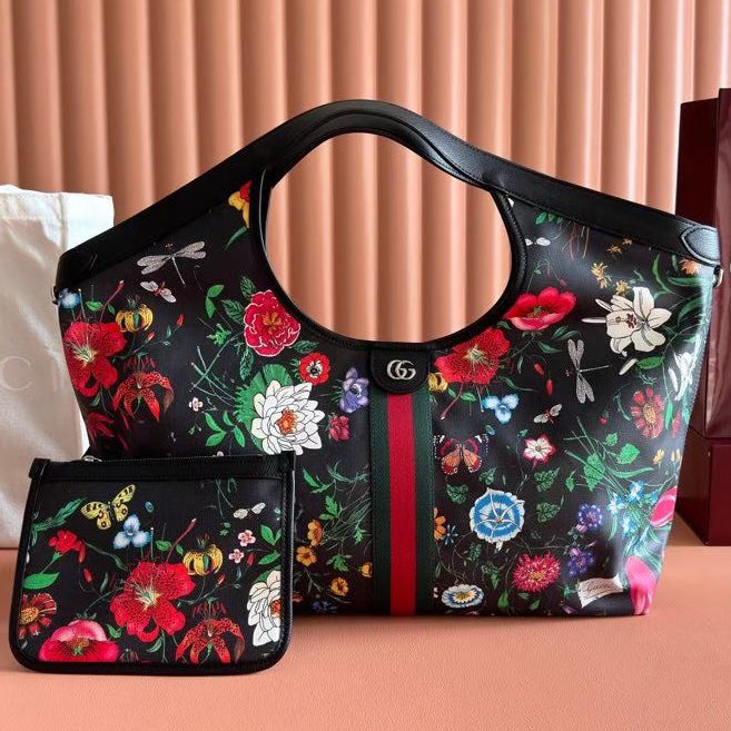 Gucci 2026 Giglio Flora Large Tote Bag Leather