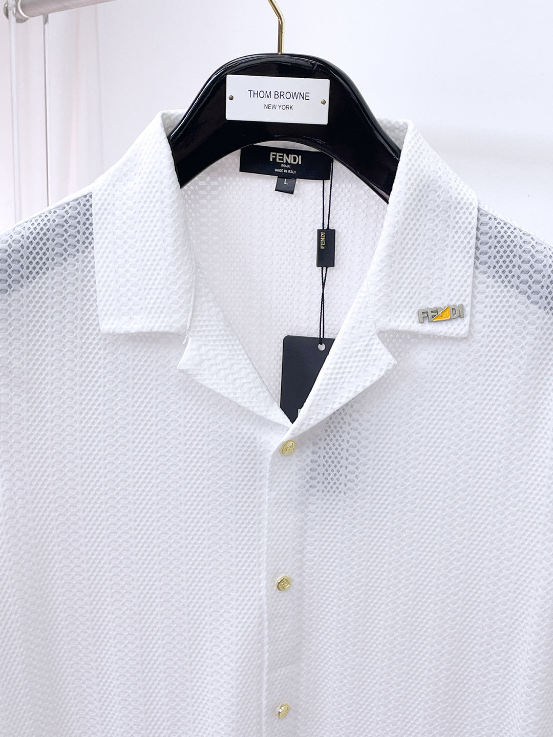 Fendi 2026 Men's Short-Sleeve Shirt Mesh Fabric 739946