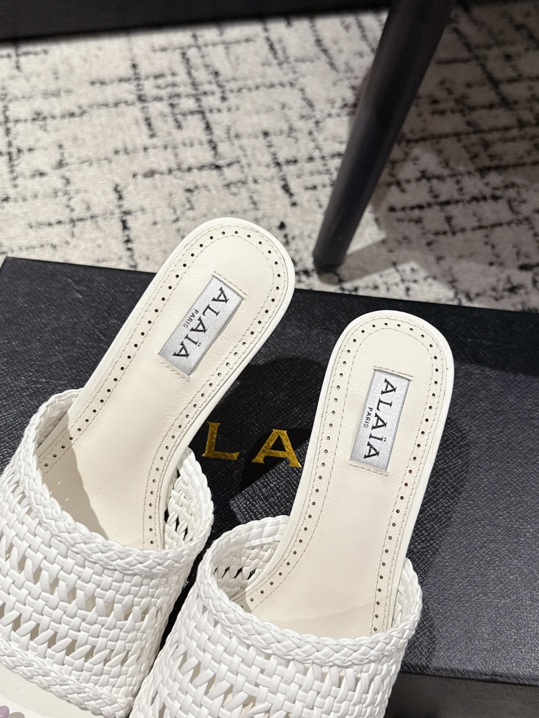 ALAIA  Muller high-heeled white woven leather