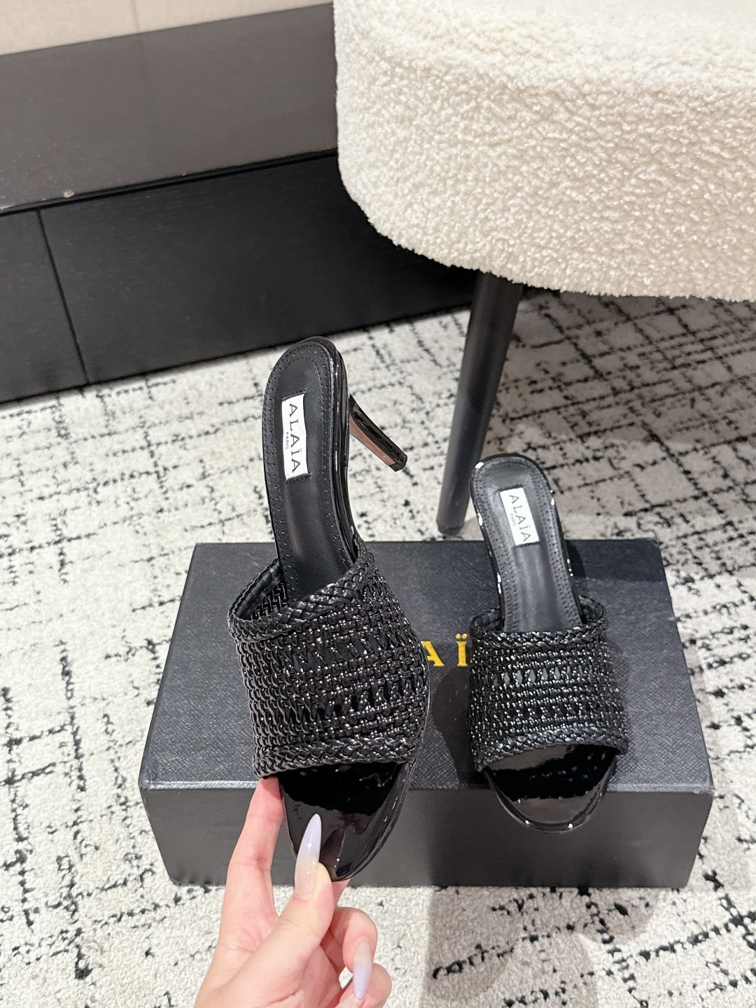 ALAIA  Muller high-heeled black woven leather