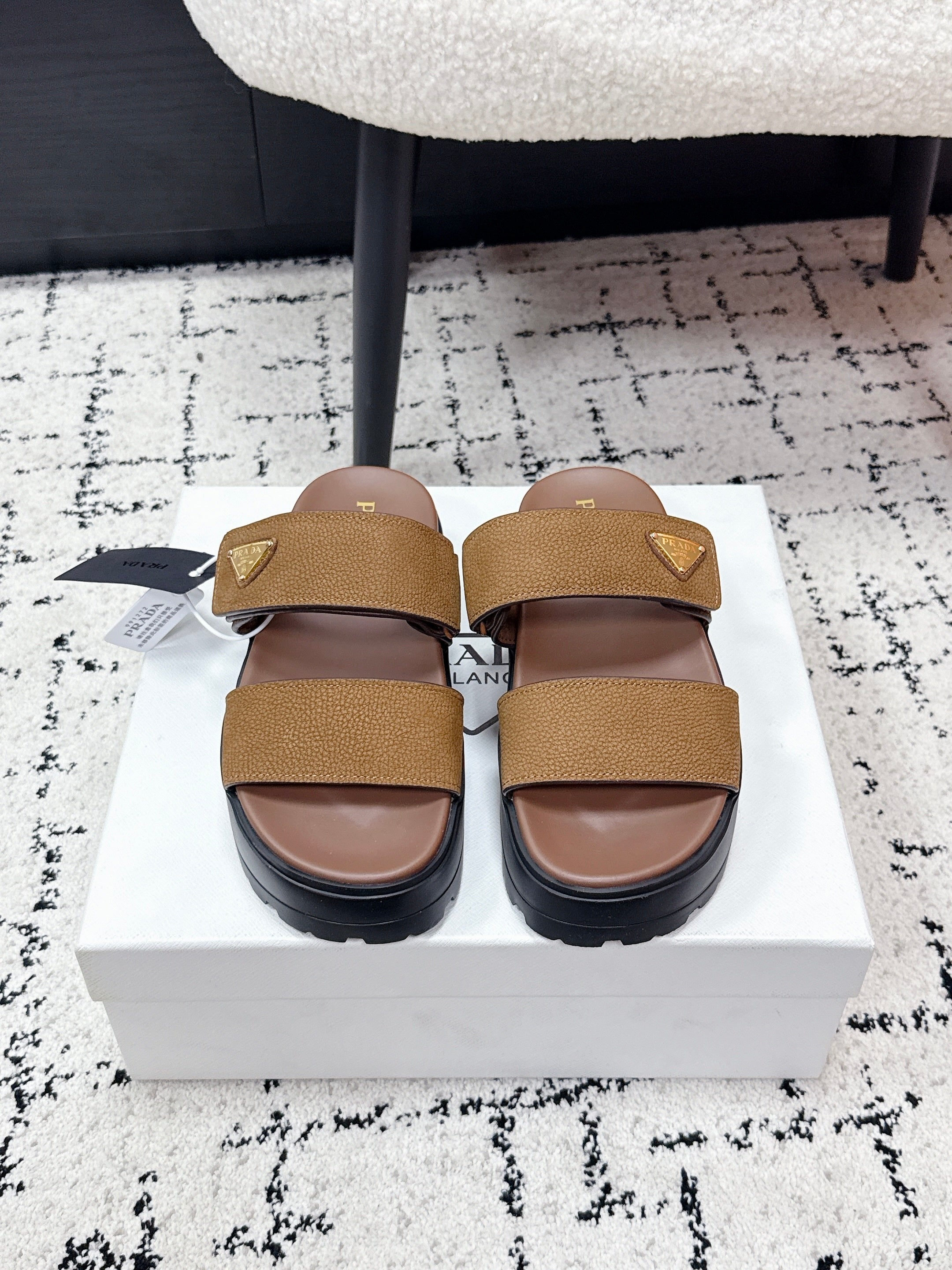 Prada 2026 Fussbett Flatform Slide Sandal 50mm Cowhide 769818
