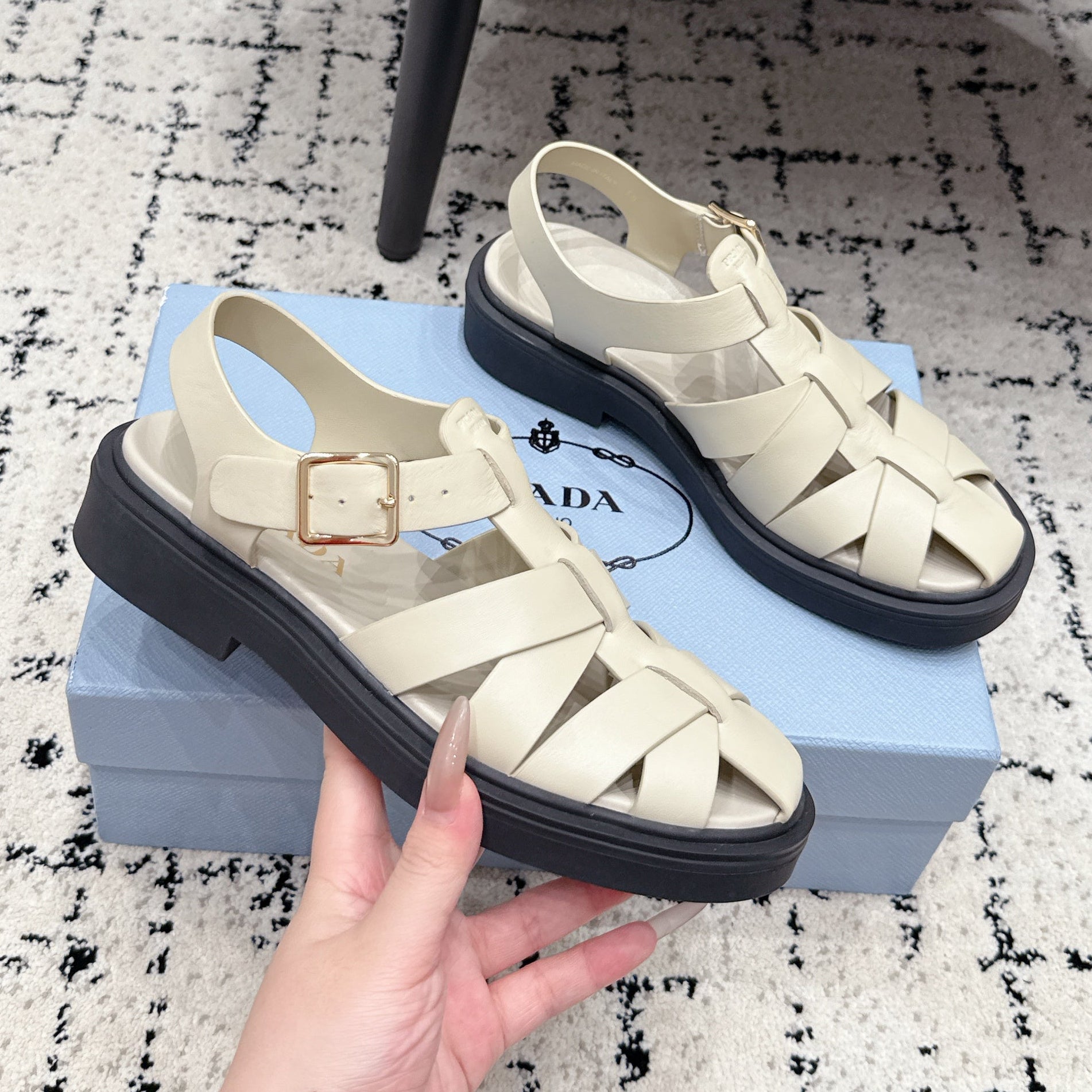 Prada 2026 Fisherman Sandals Retro Cowhide Leather 769834