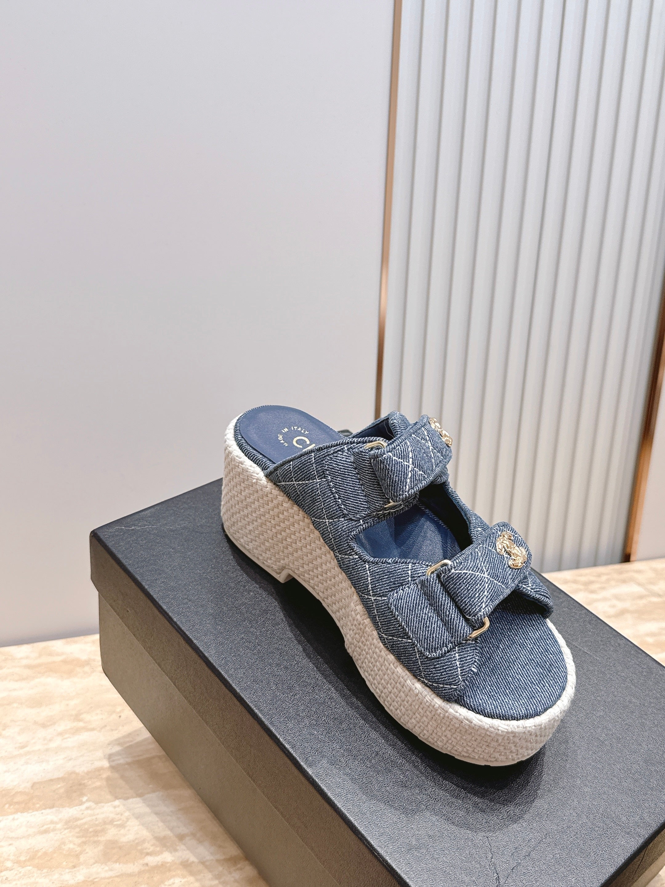 Chanel 2026 Denim Platform Sandal 60mm Leather 899048