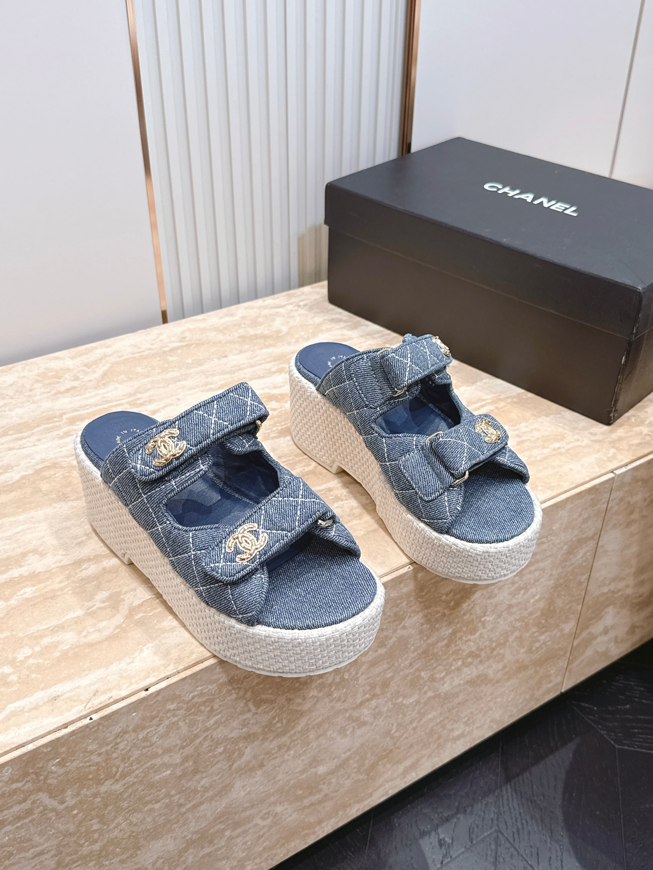 Chanel 2026 Denim Platform Sandal 60mm Leather 899048