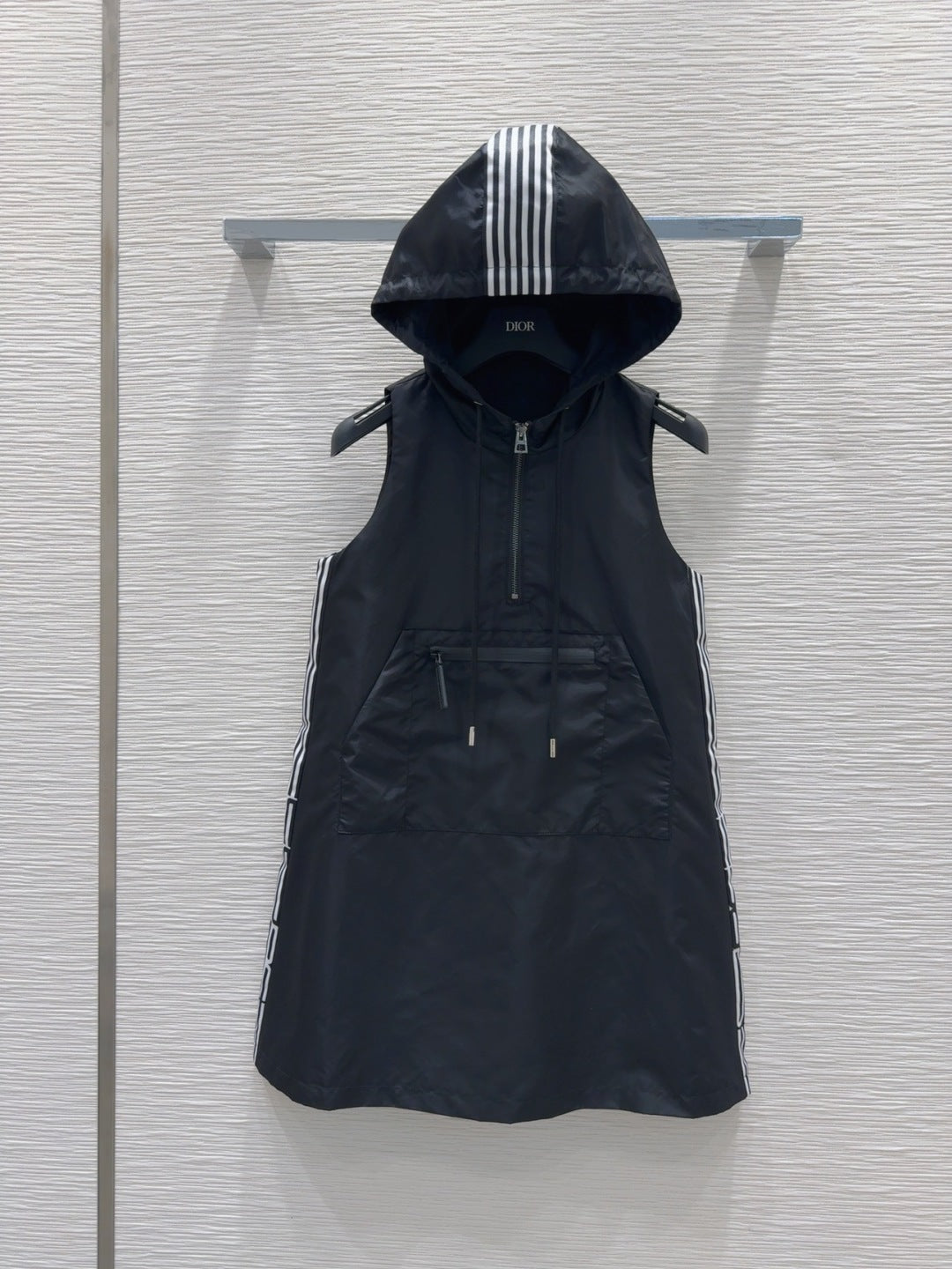 CD 2025 Hooded Vest Dress Black Polyester