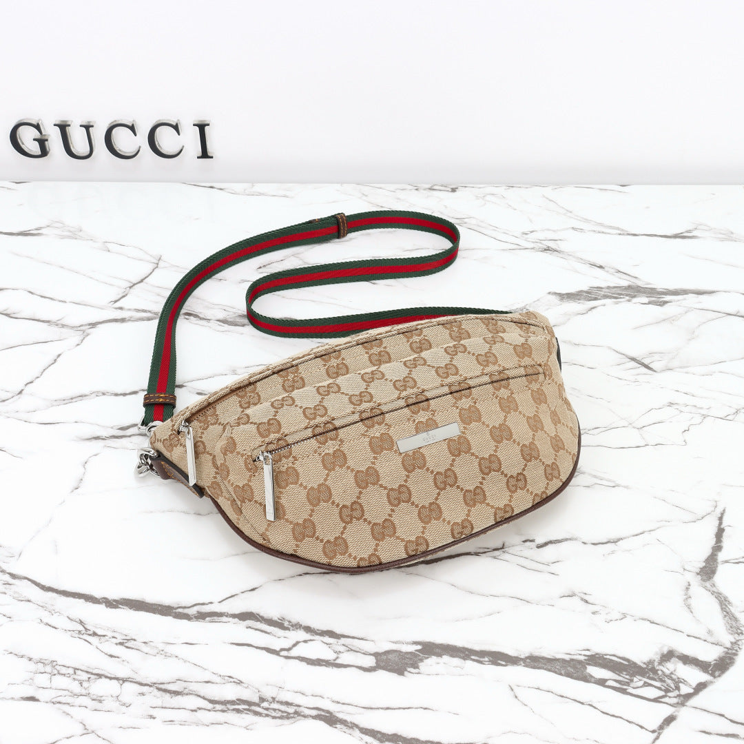 Gucci 2026 Tag Crossbody Bag 30cm Canvas And Calfskin