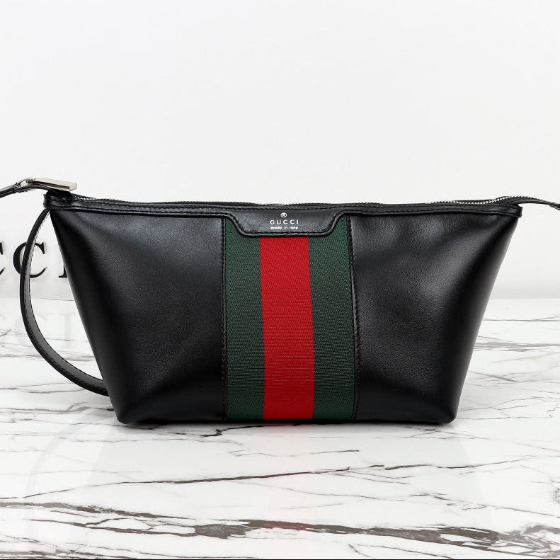 Gucci 2026 Mega Web Trademark Crossbody Bag 22cm Balck Canvas Leather