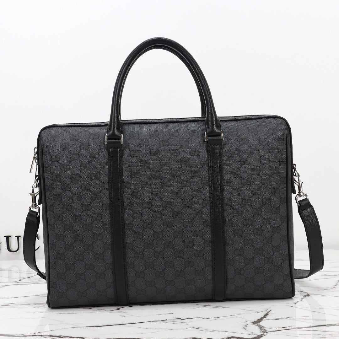 Gucci 2026 Mega Web Trademark Briefcase 38cm Canvas Leather