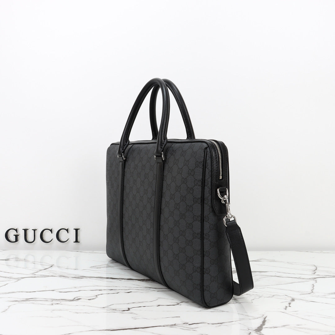 Gucci 2026 Mega Web Trademark Briefcase 38cm Canvas Leather