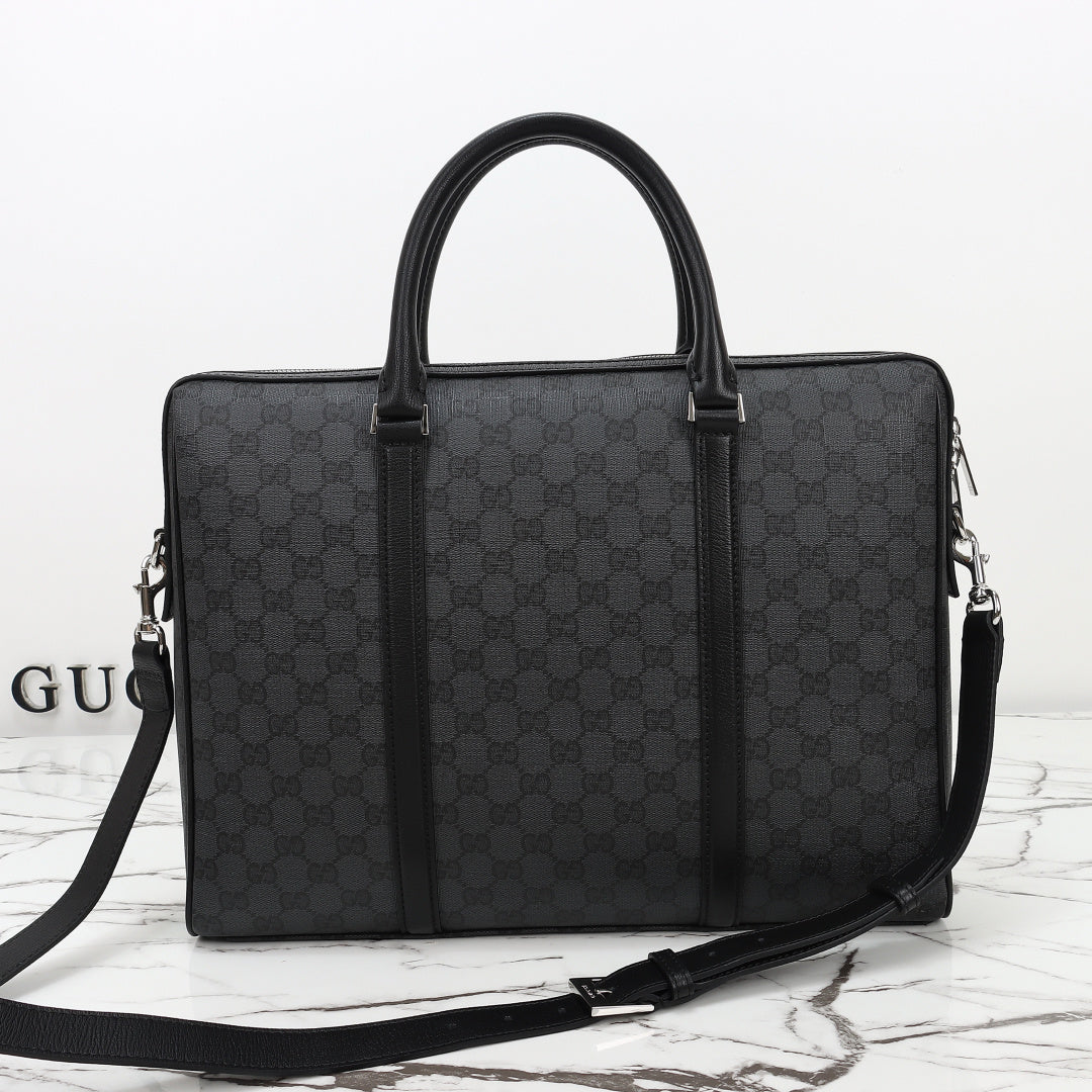 Gucci 2026 Mega Web Trademark Briefcase 38cm Canvas Leather
