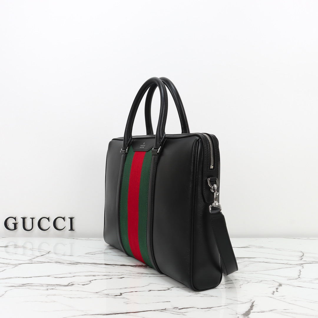 Gucci 2026 Mega Web Trademark Briefcase 38cm Canvas Leather