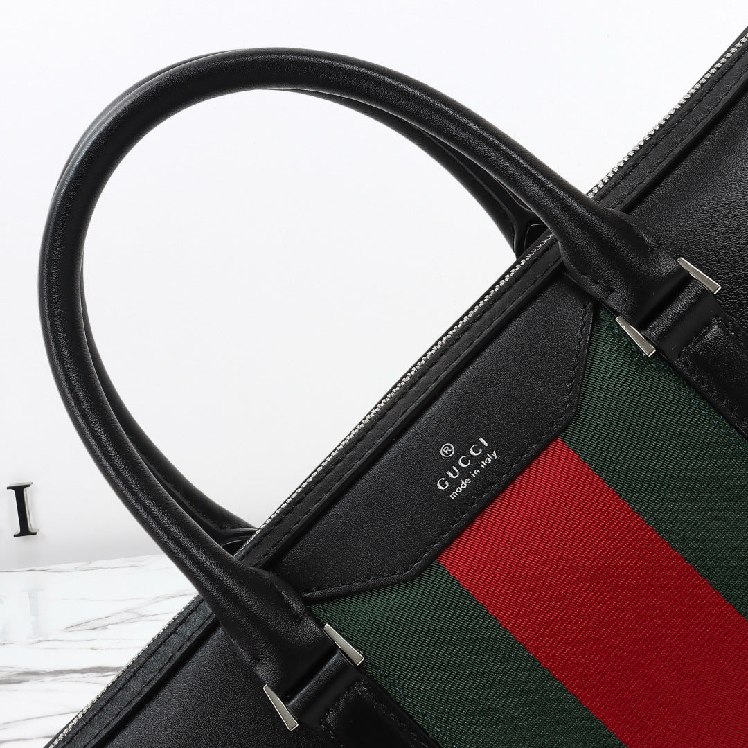 Gucci 2026 Mega Web Trademark Briefcase 38cm Canvas Leather