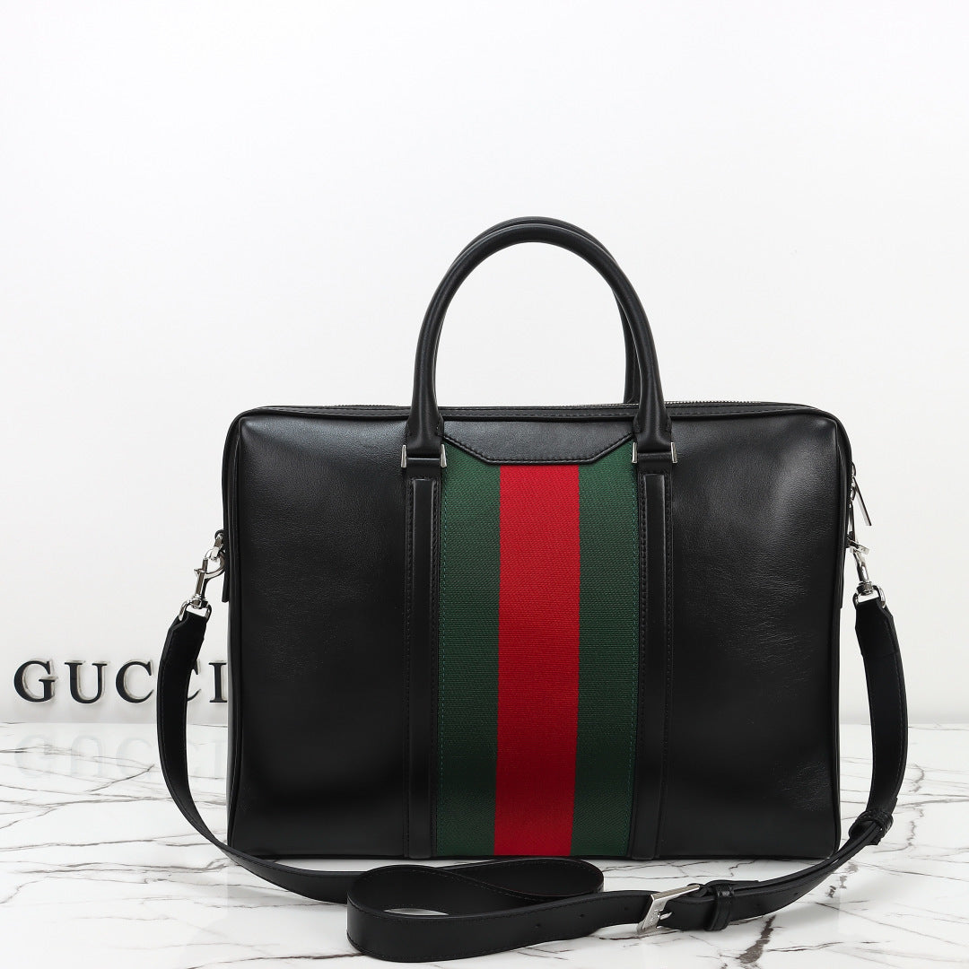 Gucci 2026 Mega Web Trademark Briefcase 38cm Canvas Leather