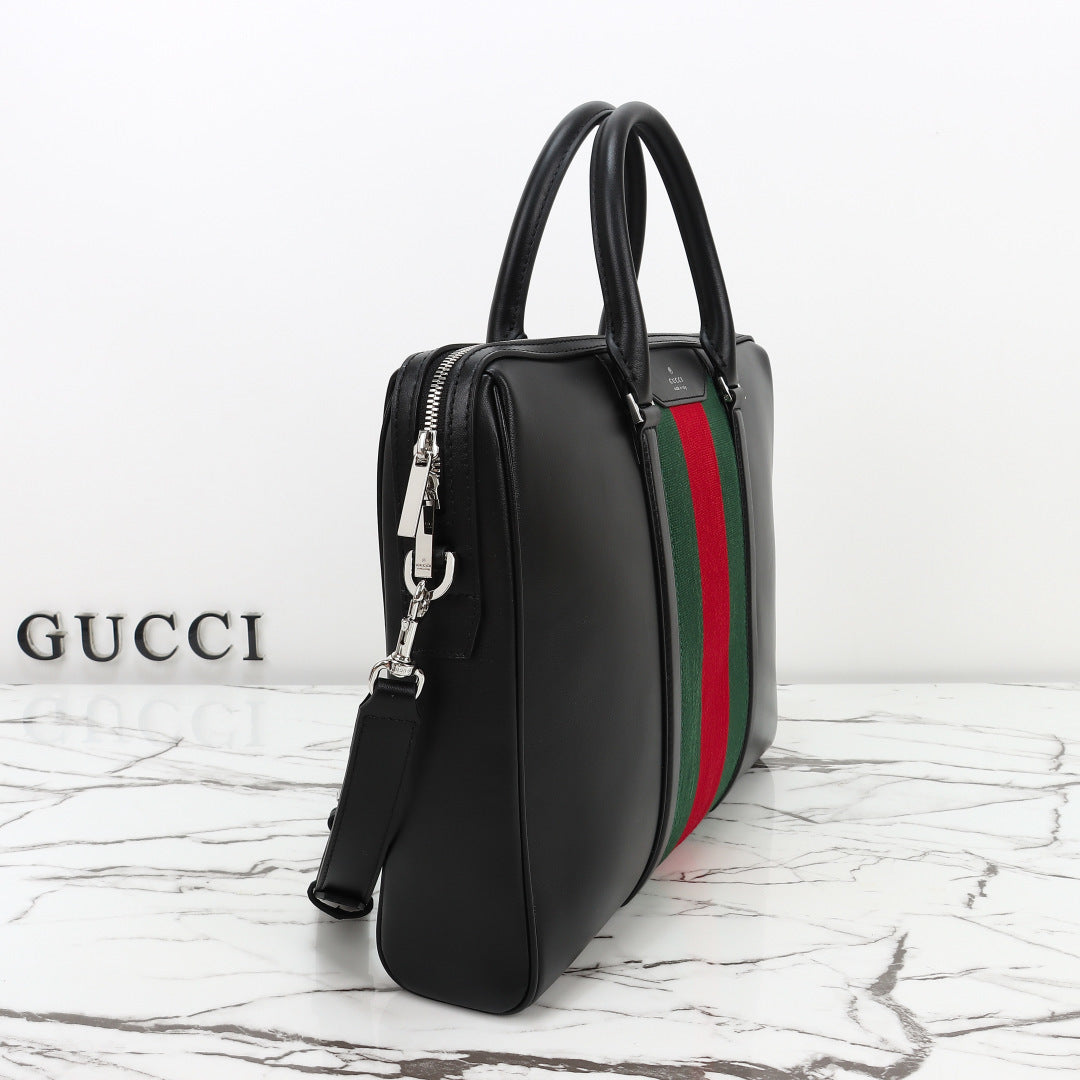 Gucci 2026 Mega Web Trademark Briefcase 38cm Canvas Leather